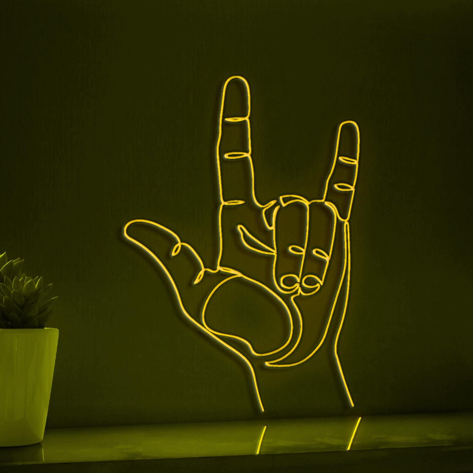 Hand I Love You Sign Valentine Wedding Neon Light Festive EL Wire Decor for Party & Home Wall Art - myneonup