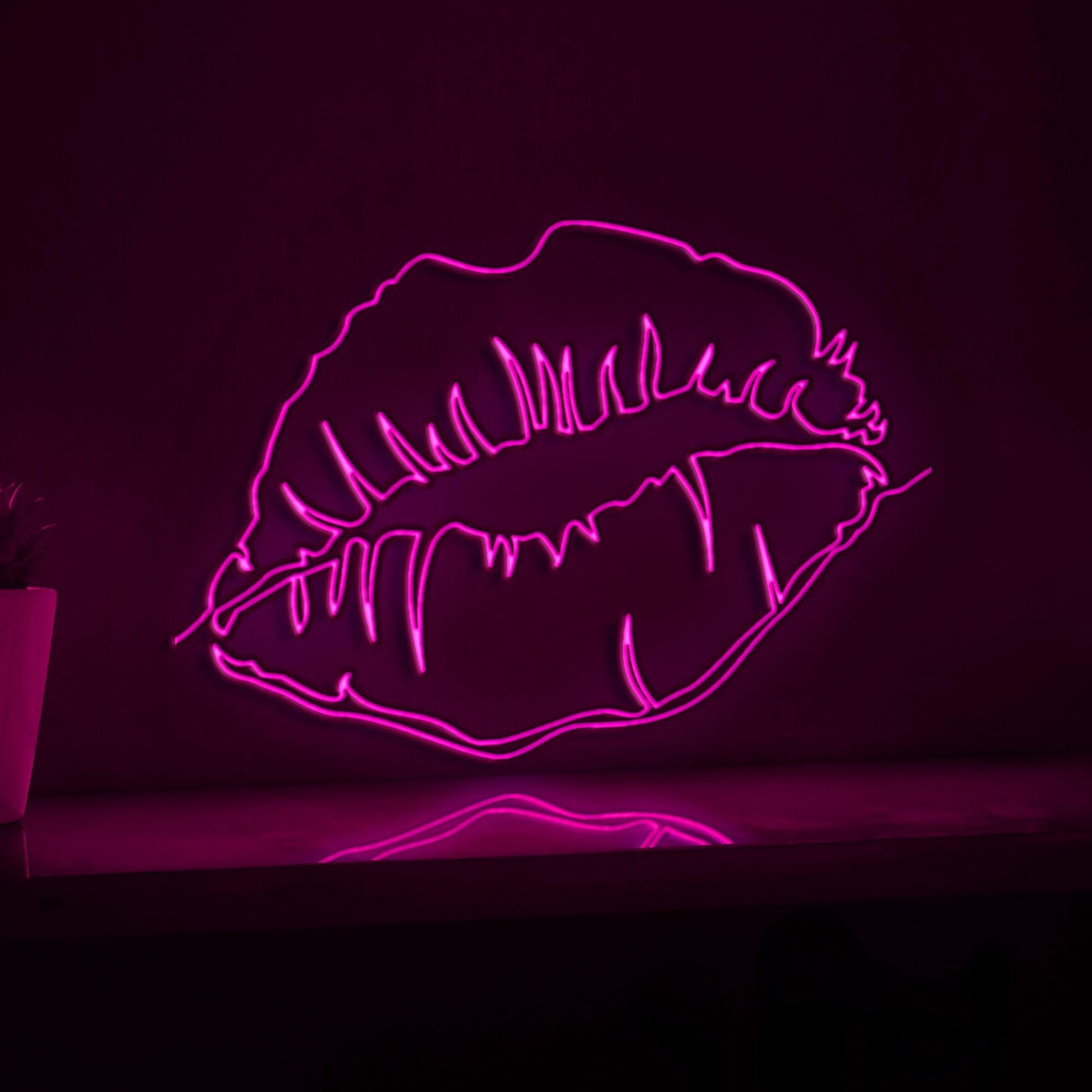 Beautiful Woman Lips Makeup Handmade EL Wire Vanity Wall Art for Bedroom & Beauty Studio - myneonup