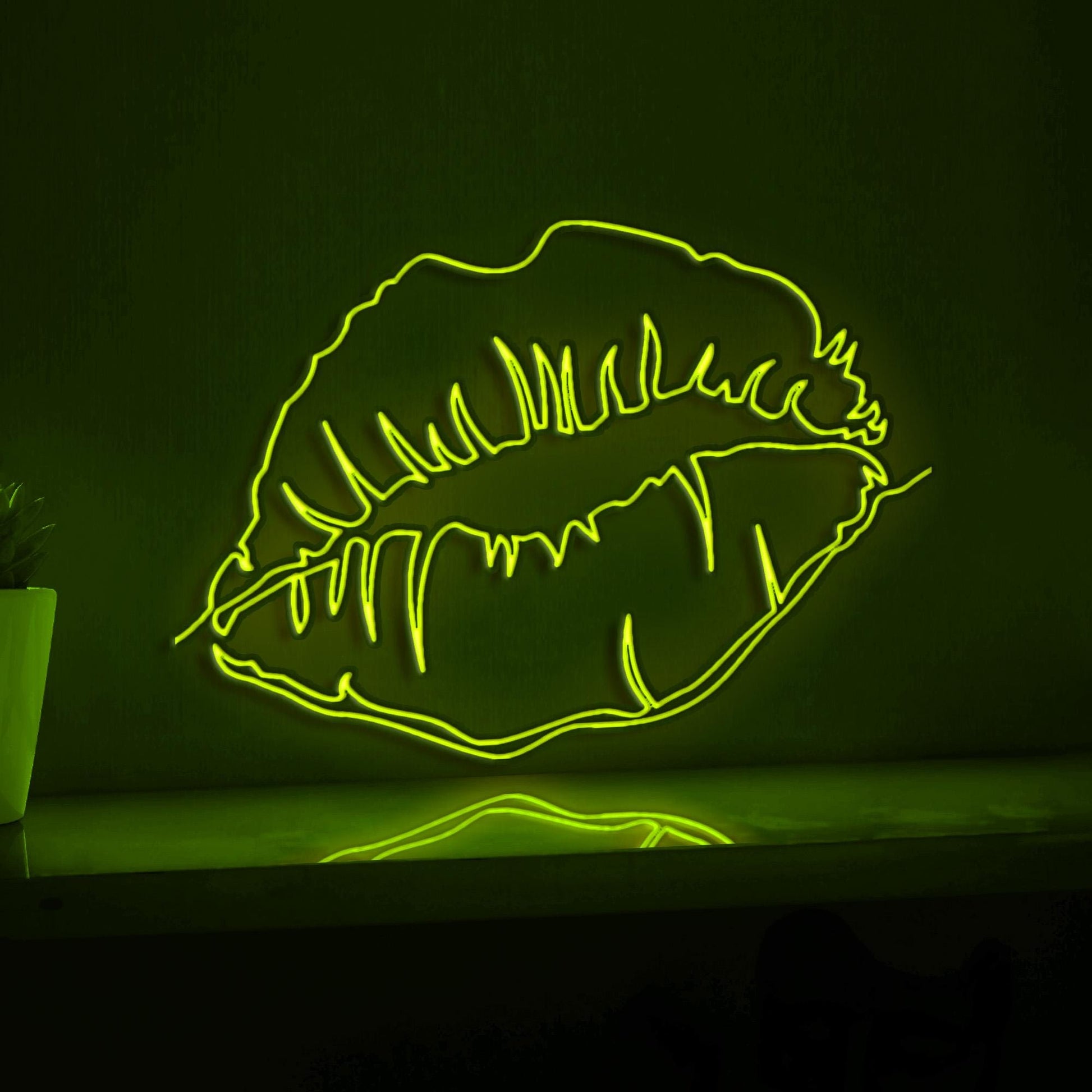 Beautiful Woman Lips Makeup Handmade EL Wire Vanity Wall Art for Bedroom & Beauty Studio - myneonup