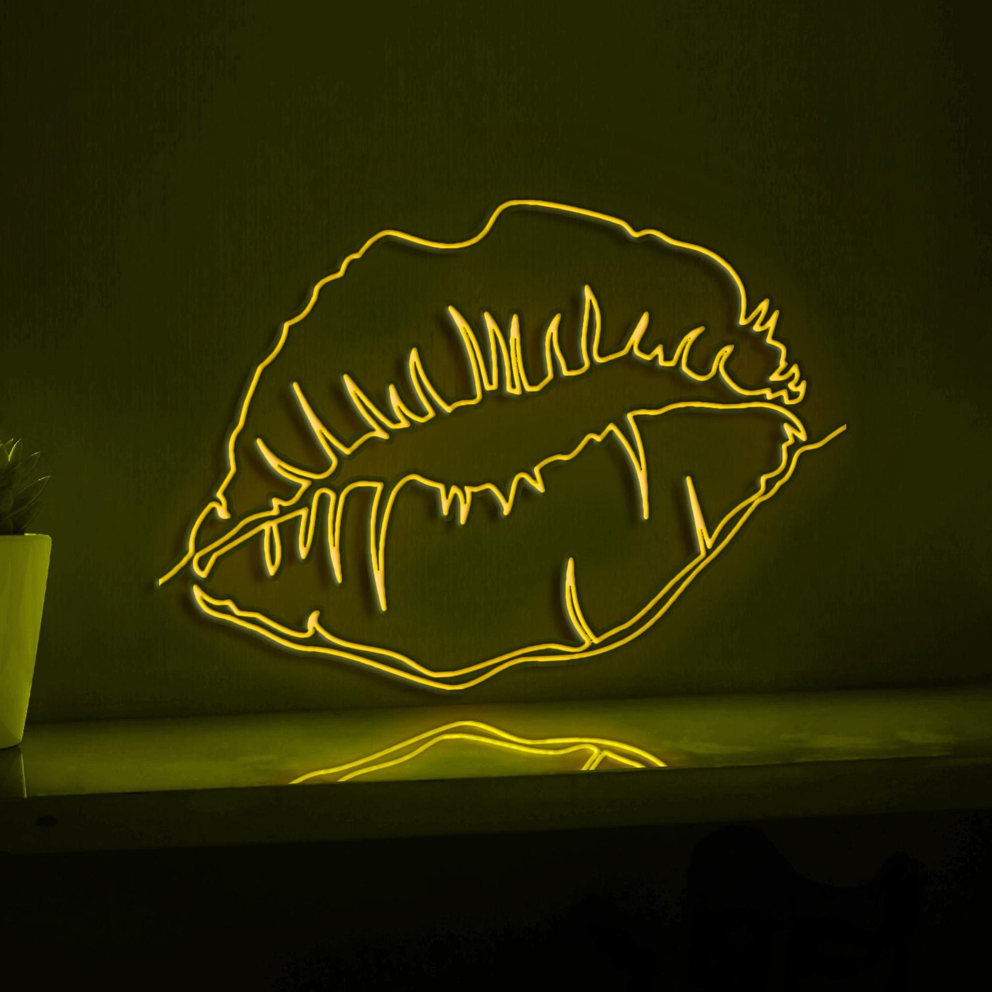 Beautiful Woman Lips Makeup Handmade EL Wire Vanity Wall Art for Bedroom & Beauty Studio - myneonup