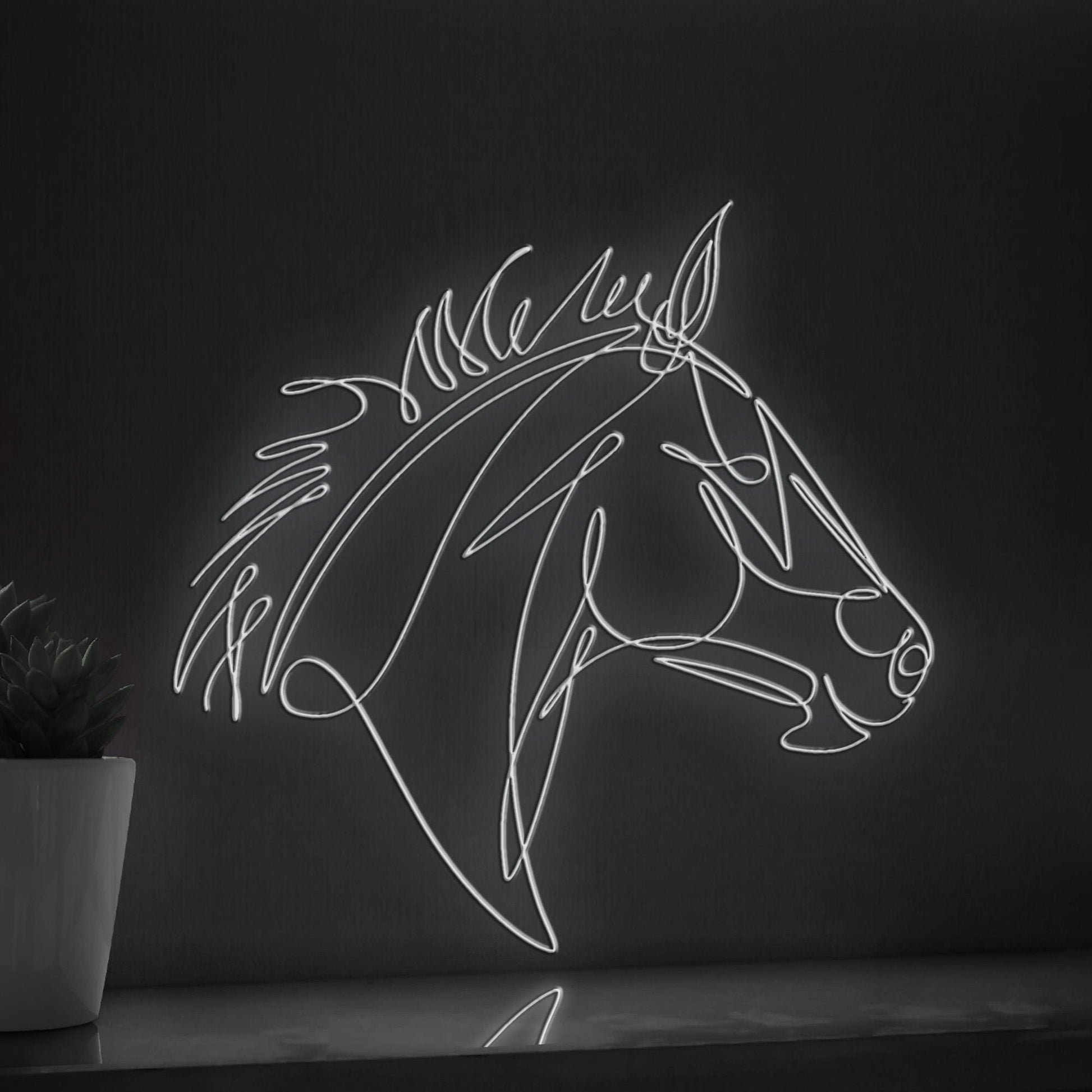 Horse Handmade EL Wire Animal Wall Art for Bedroom & Farmhouse Decor - myneonup