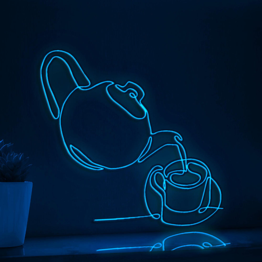 Tea Pot & Cup Handmade EL Wire Kitchen Wall Art for Home Decor - myneonup