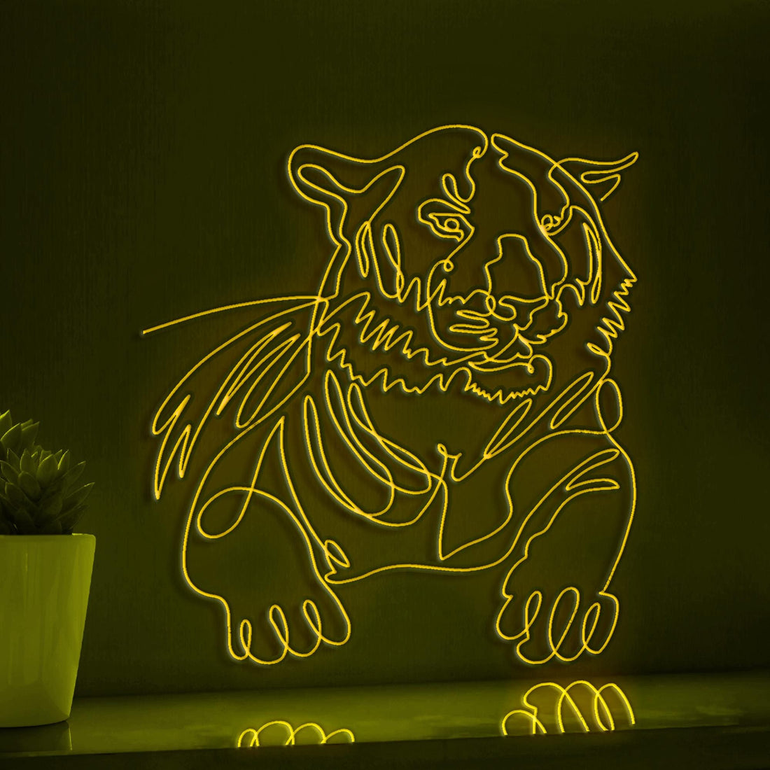Tiger Portrait Modern Minimalist EL Wire Animal Wall Art for Home & Office - myneonup