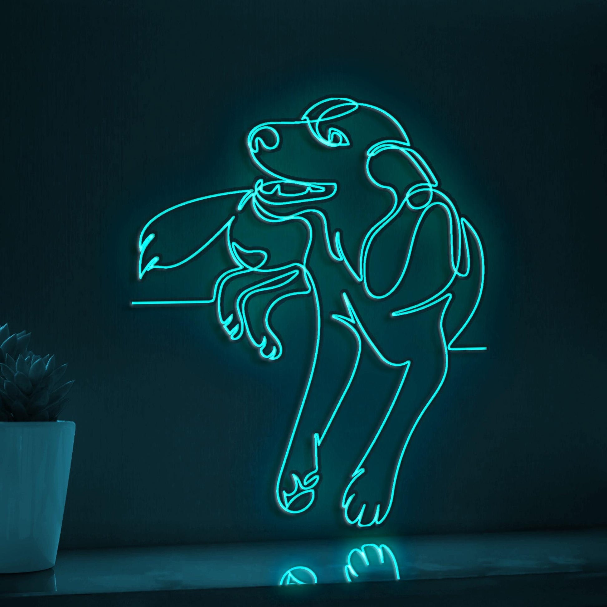 Smile Dog Handmade EL Wire Animal Wall Art for Bedroom & Home Decor - myneonup