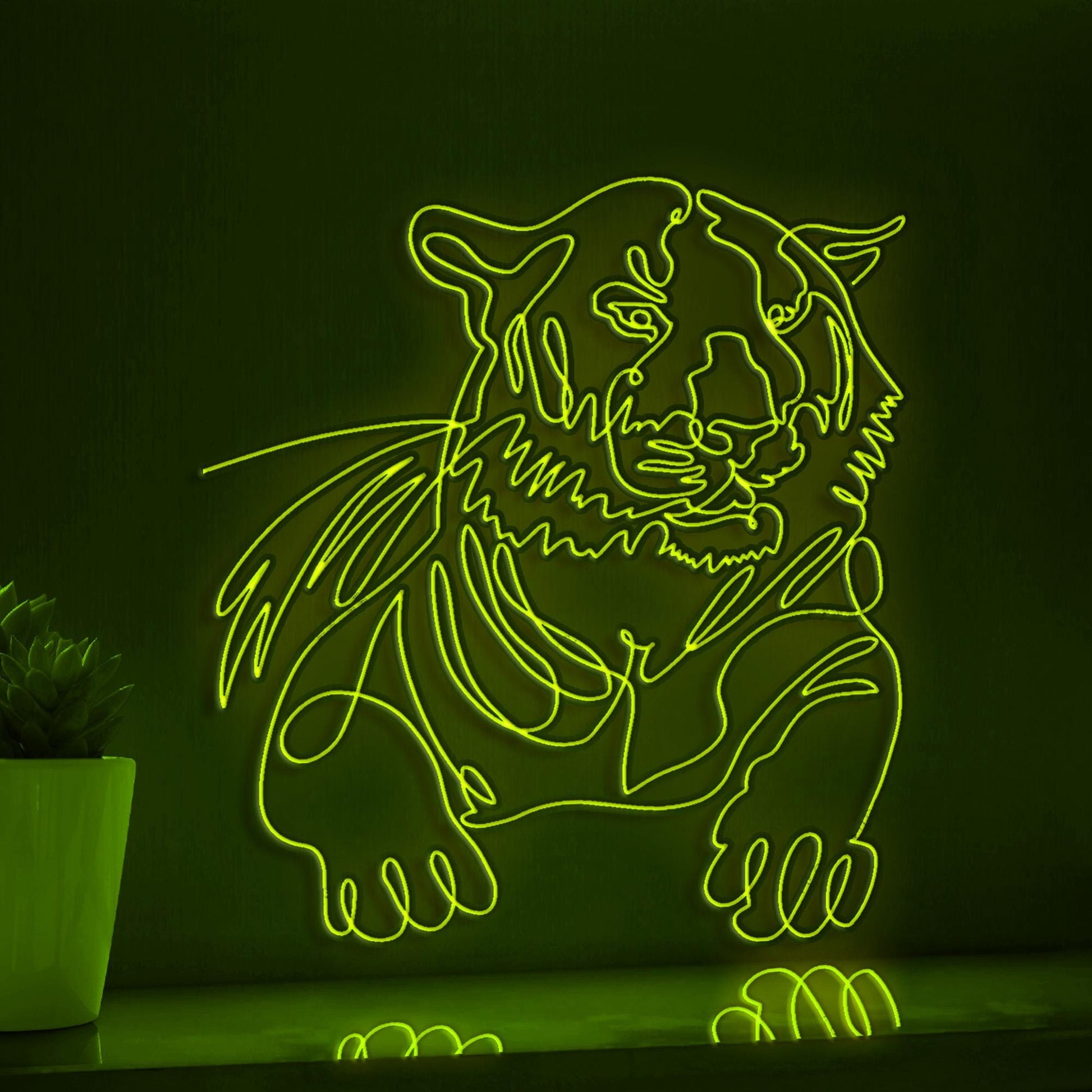 Tiger Portrait Modern Minimalist EL Wire Animal Wall Art for Home & Office - myneonup