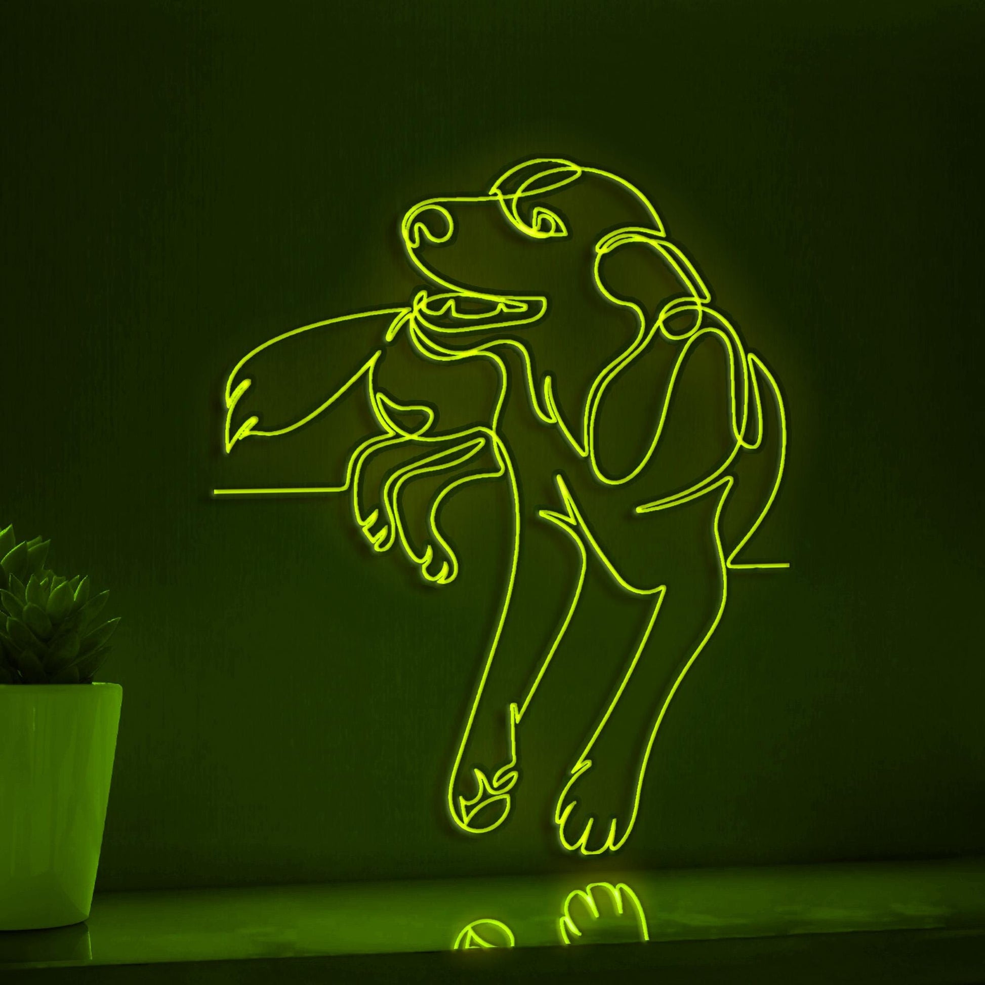 Smile Dog Handmade EL Wire Animal Wall Art for Bedroom & Home Decor - myneonup