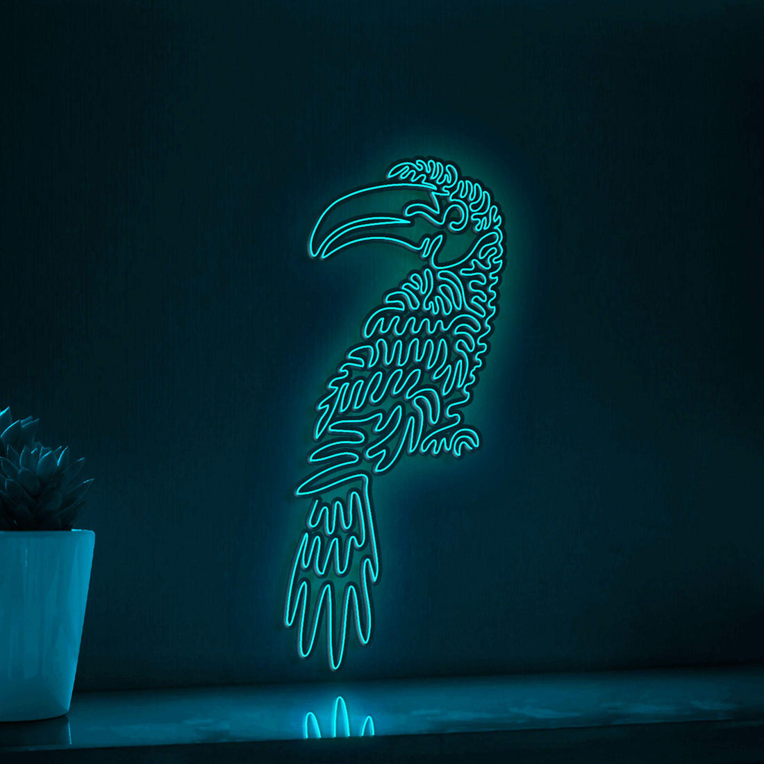 Hornbill One Line EL Wire Neon Sign - Long-Tailed Bird, Ideal for Bird & Nature Lovers Wall Decor - myneonup