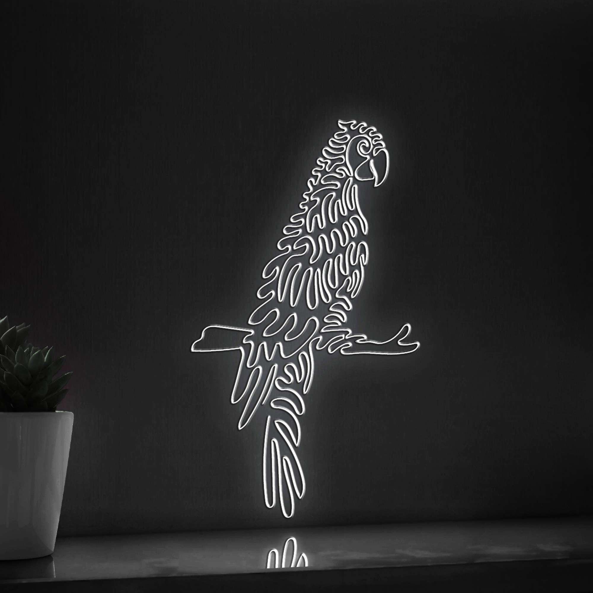Parrot One Line EL Wire Neon Sign - Ideal for Bird & Nature Lovers Wall Decor - myneonup
