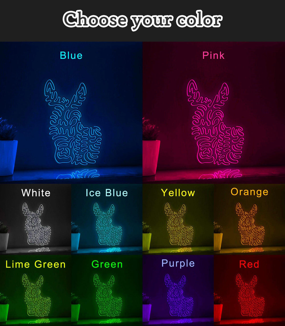 Cute Donkey Continuous Line EL Neon for Wall Decor - myneonup