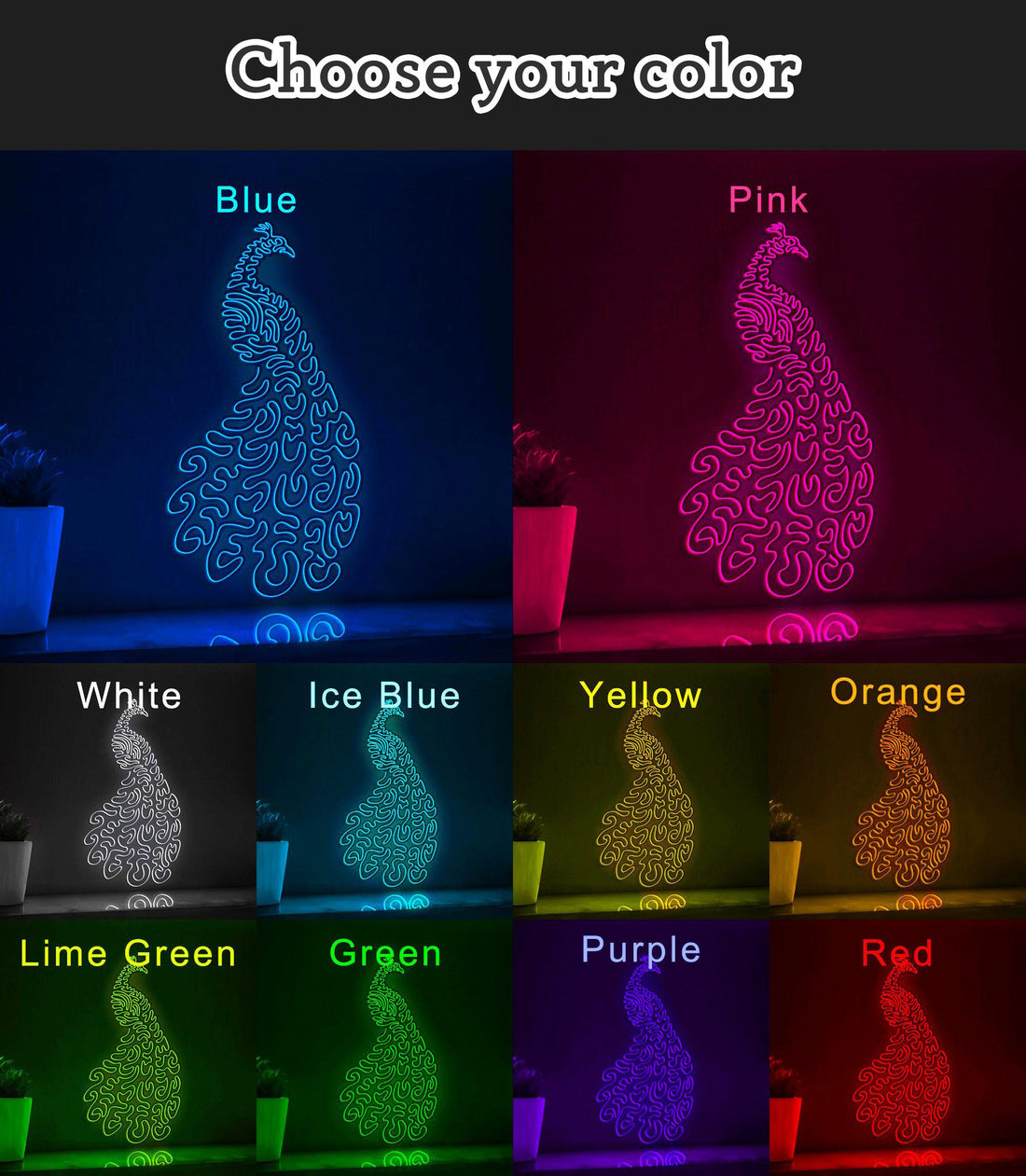 Peacock One Line EL Wire Neon Sign - Abstract Art for Boho, Wedding & Home Decor - myneonup