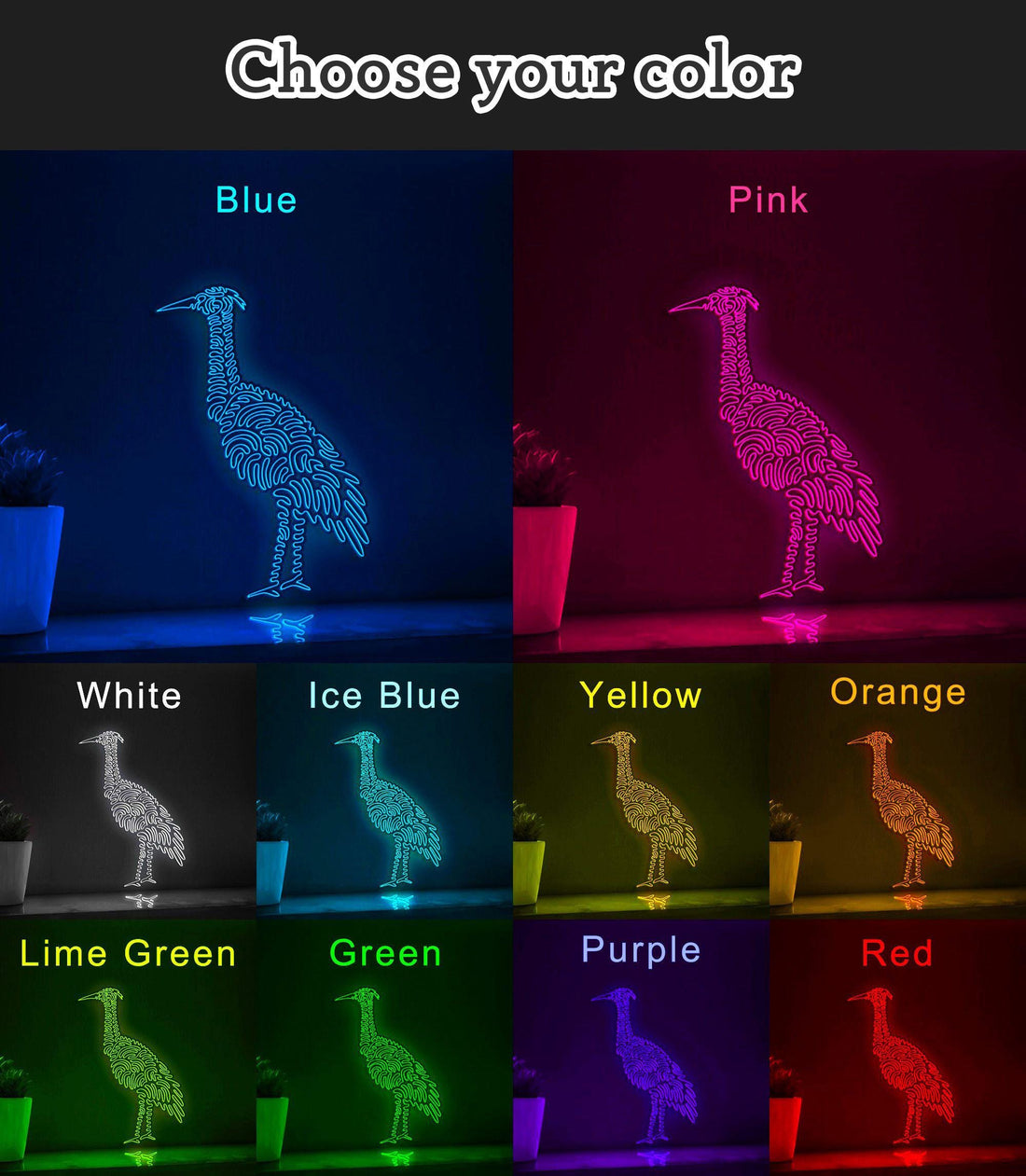 Heron One Line EL Wire Neon Sign - Ideal for Bird & Nature Lovers Wall Decor - myneonup