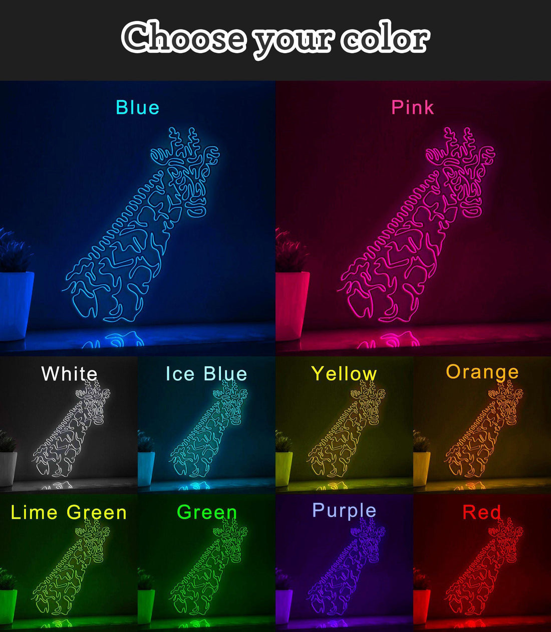 Giraffe One Line EL Wire Neon Sign - Long-Necked Safari Art - myneonup