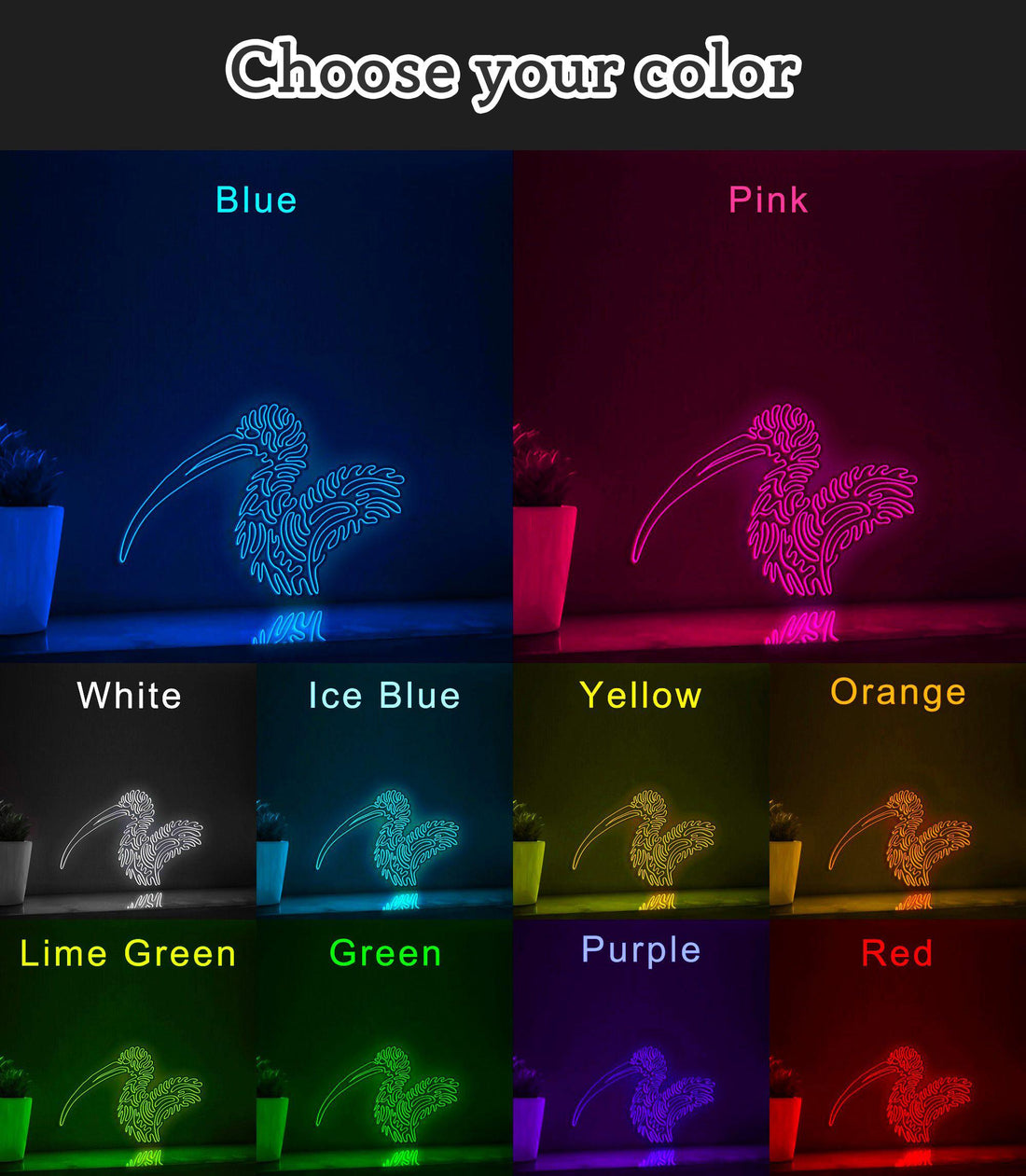 Ibis One Line EL Wire Neon Sign - Ideal for Bird & Nature Lovers Wall Decor - myneonup