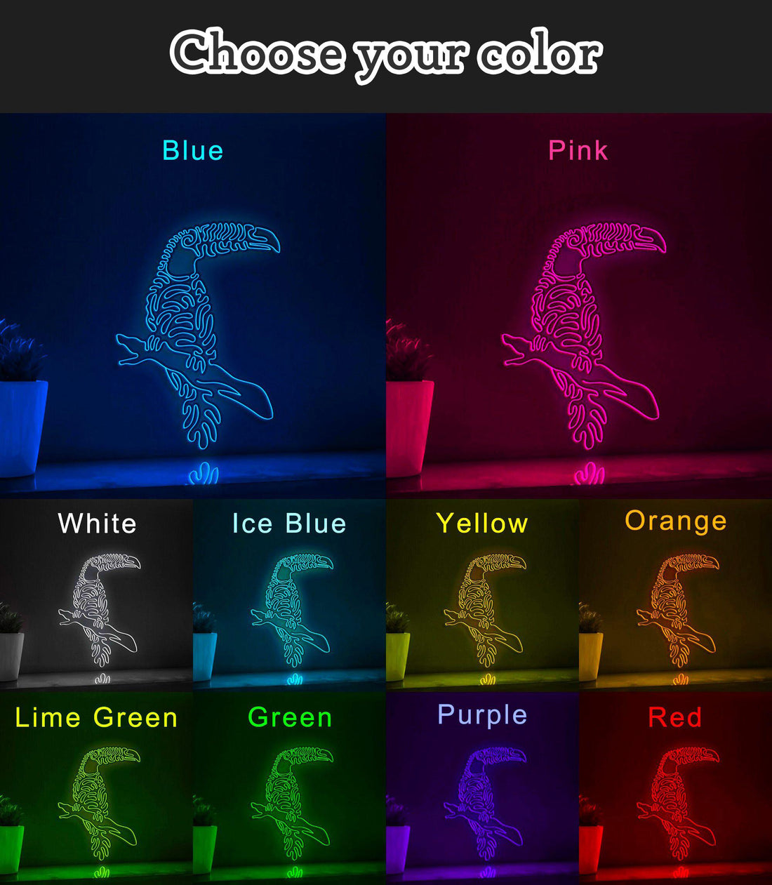 Toucan One Line EL Wire Neon Sign - Ideal for Nature Lovers, Perfect for Home Decor - myneonup
