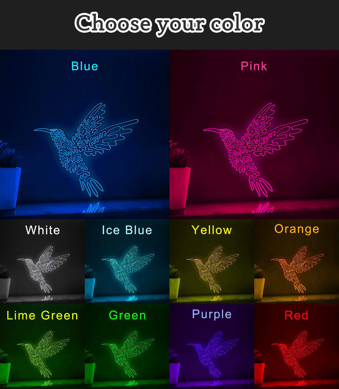 Hummingbird Single Line EL Wire Neon Sign - Ideal for Bird & Nature Lovers Wall Decor - myneonup