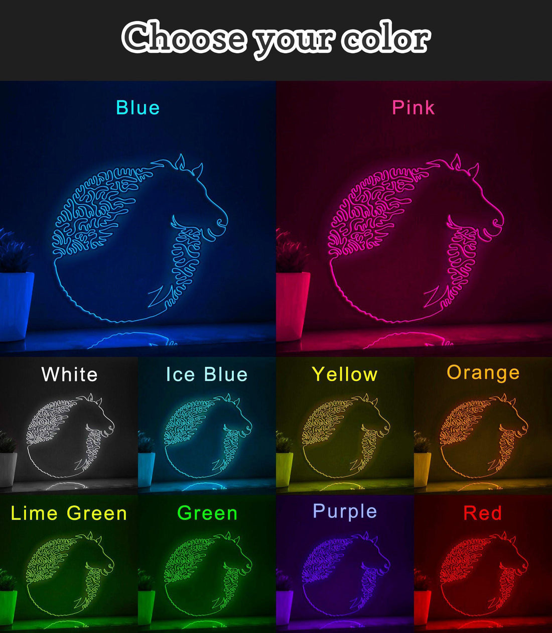 Horse One Line EL Wire Neon Sign - Exotic Equine Light Art - myneonup
