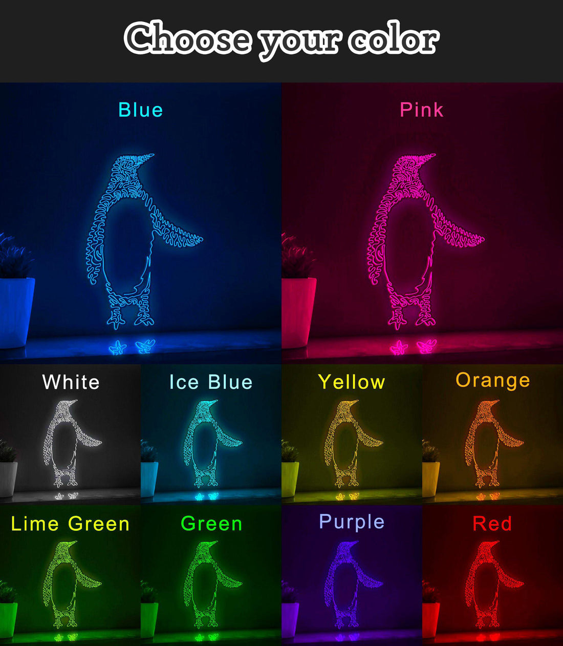 Penguin One Line EL Wire Neon Sign 2 - Flightless Bird Lighted Wall Art - myneonup
