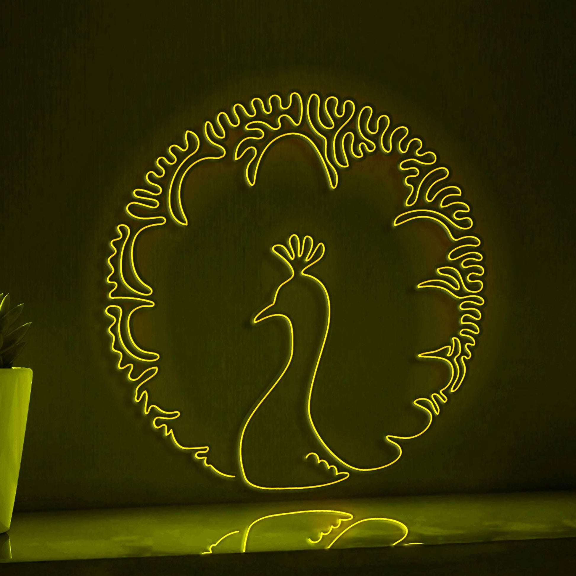 Peacock One Line EL Wire Neon Sign - Huge Tail Splendor, Ideal for Nature Lovers, Perfect for Home Decor - myneonup