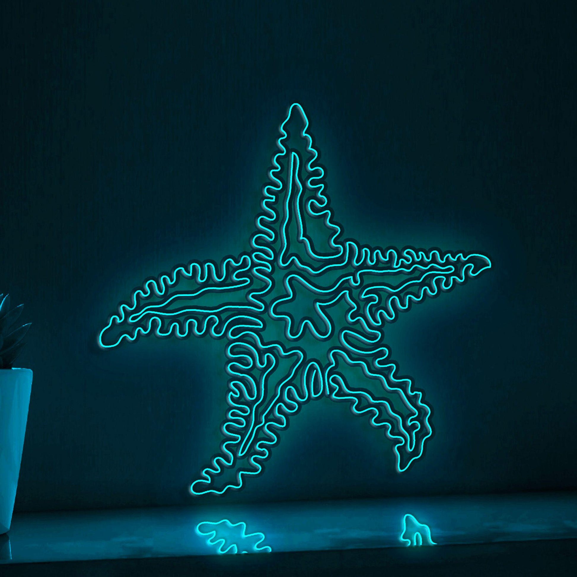 Starfish One Line EL Wire Neon Sign - Ocean Star, Ideal for Boho Wall Decor - myneonup