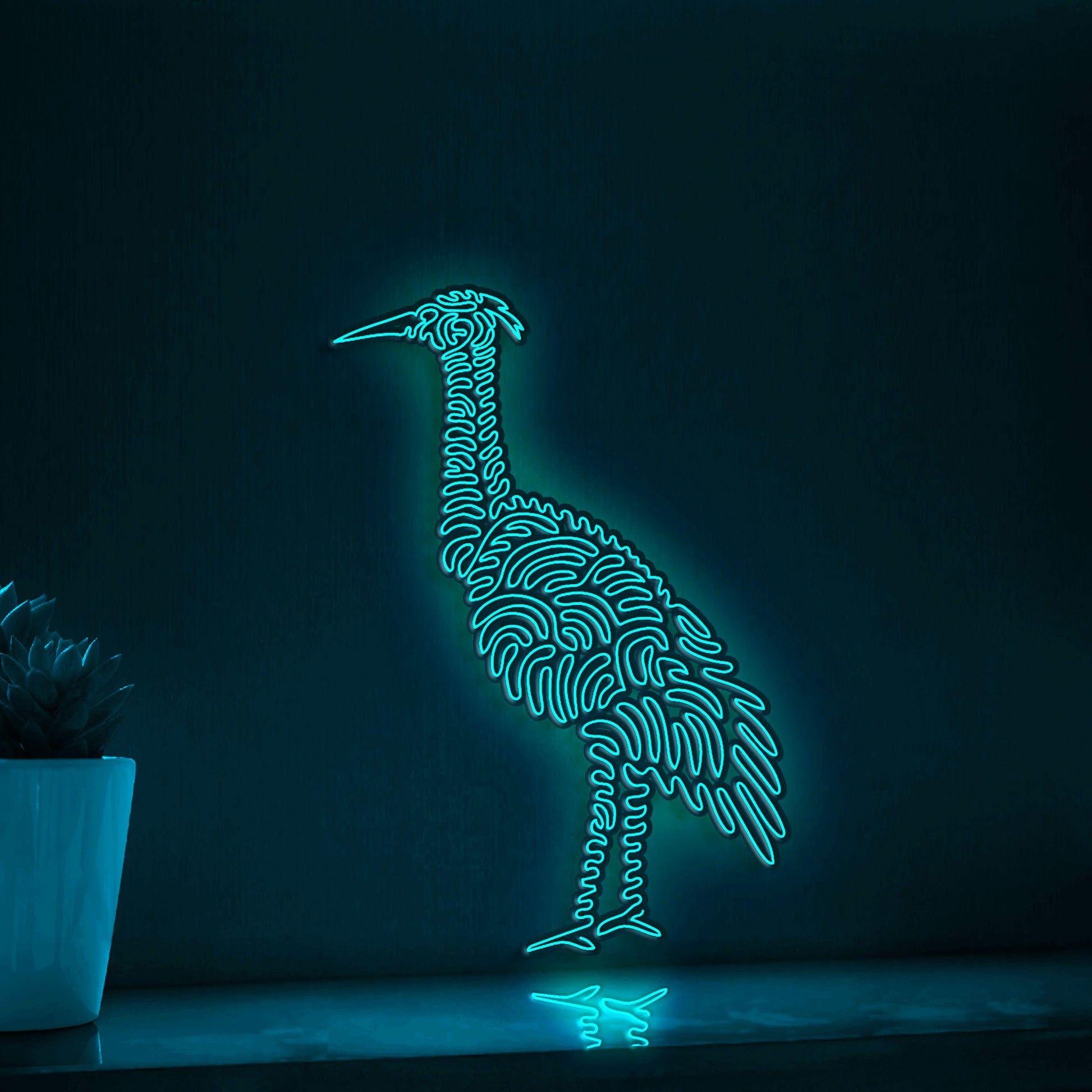 Heron One Line EL Wire Neon Sign - Ideal for Bird & Nature Lovers Wall Decor - myneonup