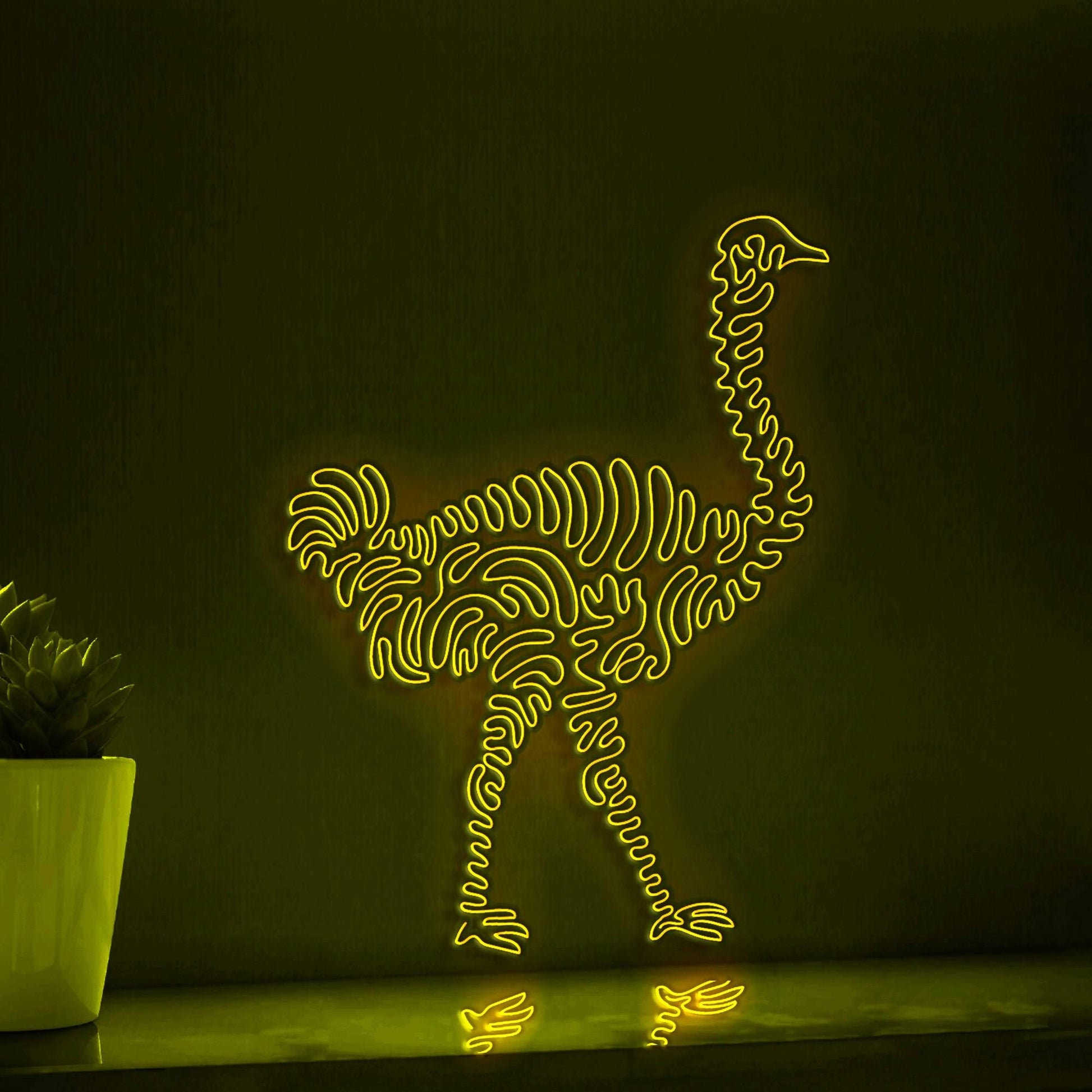 Ostrich One Line EL Wire Neon Sign - Flightless Bird Lighted Wall Art - myneonup