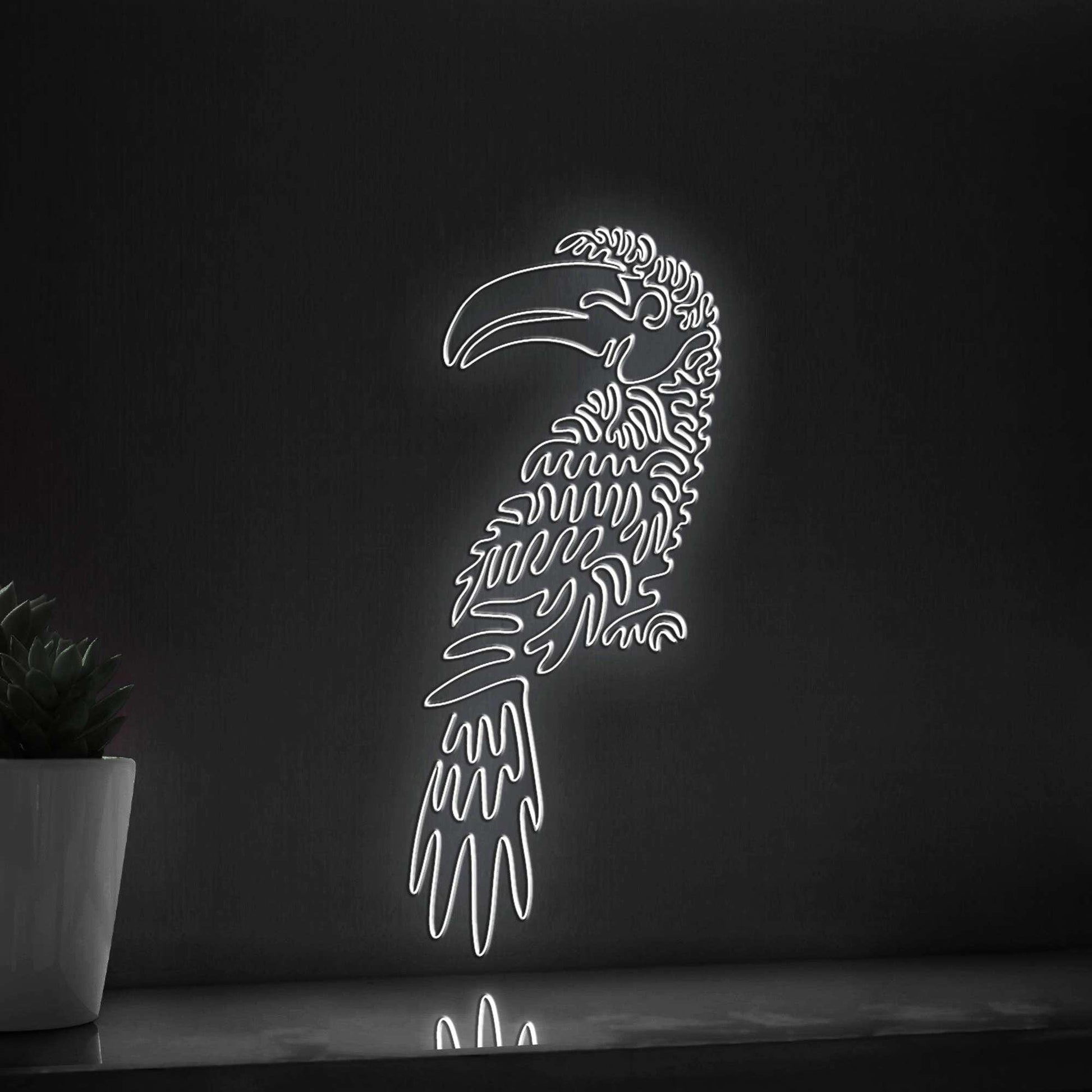 Hornbill One Line EL Wire Neon Sign - Long-Tailed Bird, Ideal for Bird & Nature Lovers Wall Decor - myneonup
