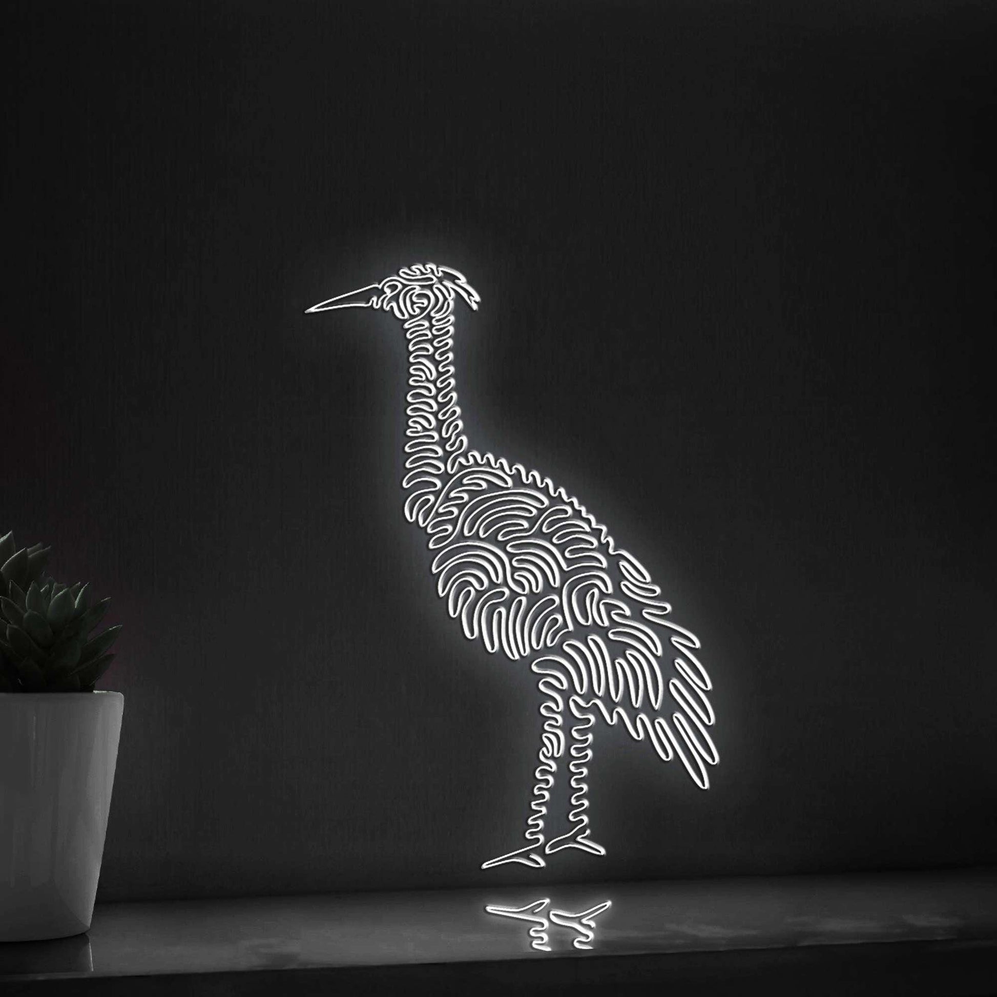 Heron One Line EL Wire Neon Sign - Ideal for Bird & Nature Lovers Wall Decor - myneonup