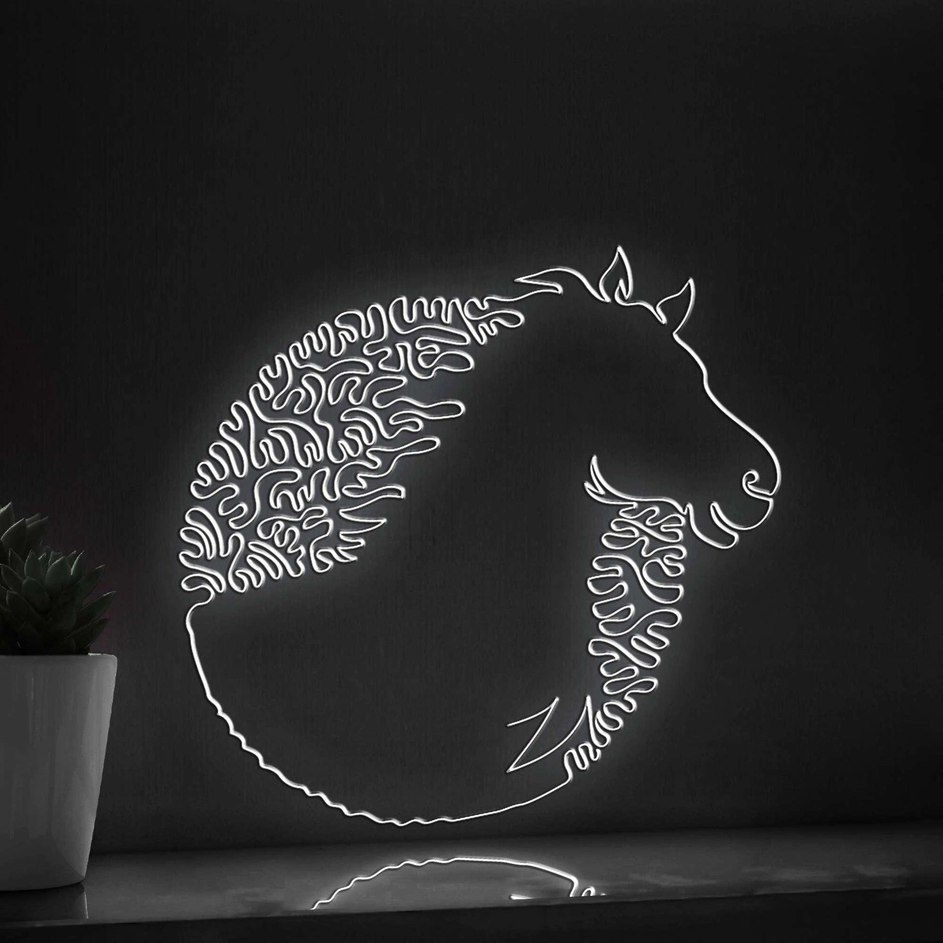 Horse One Line EL Wire Neon Sign - Exotic Equine Light Art - myneonup