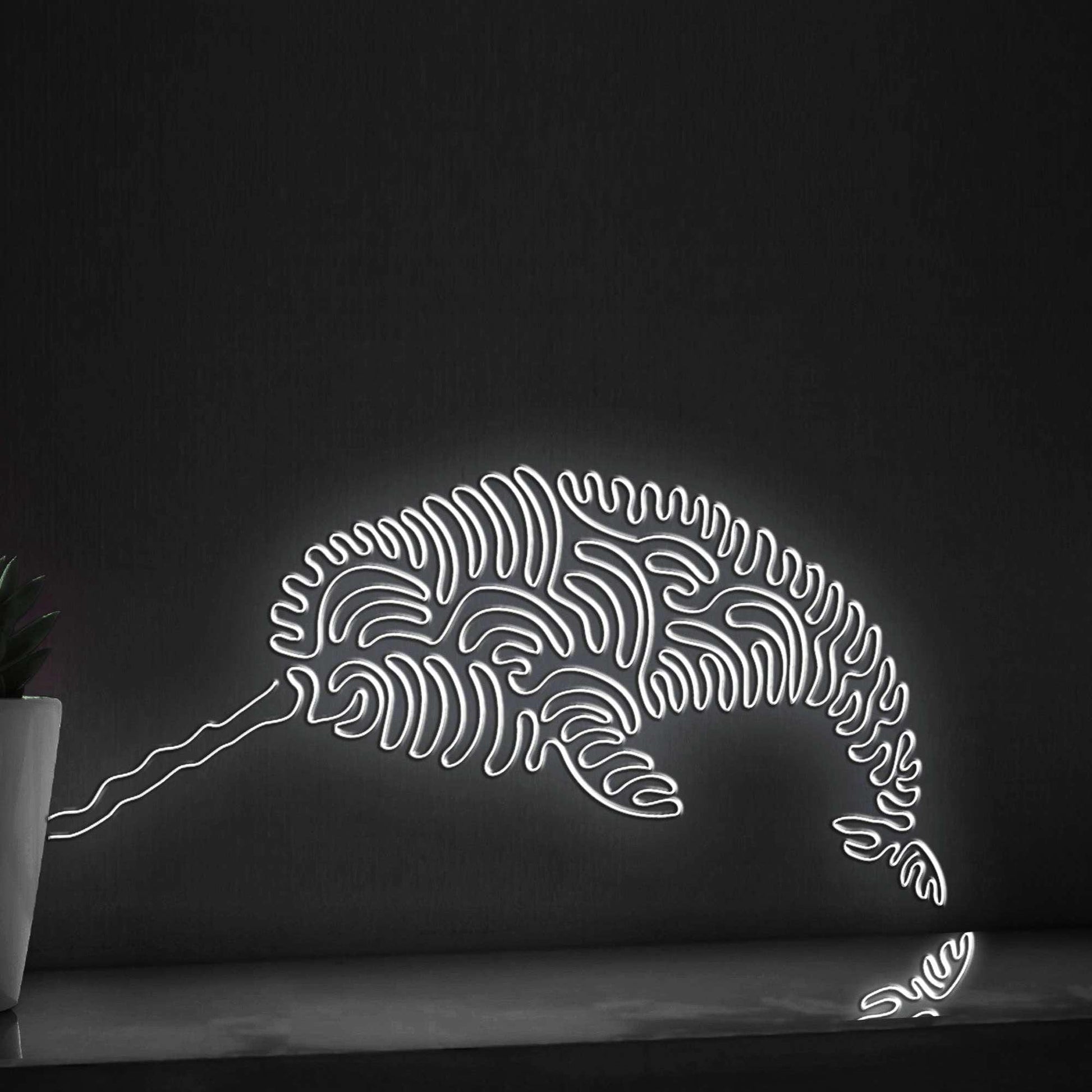 Narwhal One Line EL Wire Neon Sign - Sea Unicorn, Ideal for Nature Lovers Wall Decor - myneonup