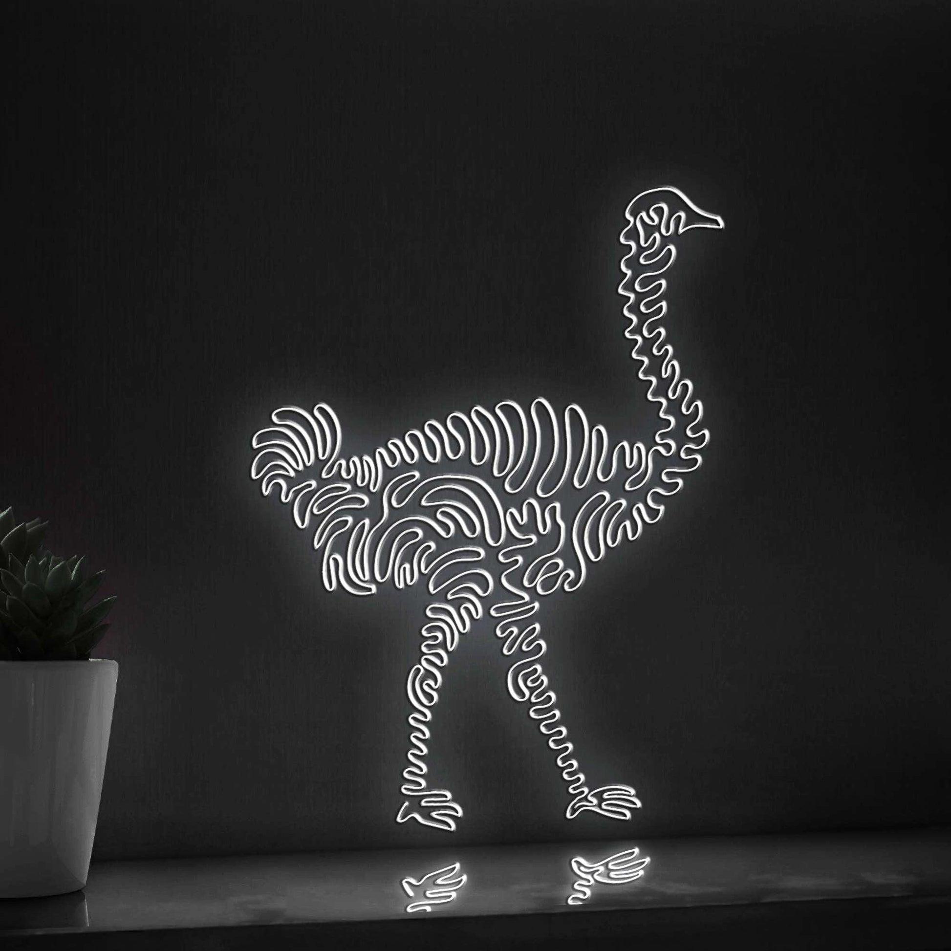 Ostrich One Line EL Wire Neon Sign - Flightless Bird Lighted Wall Art - myneonup