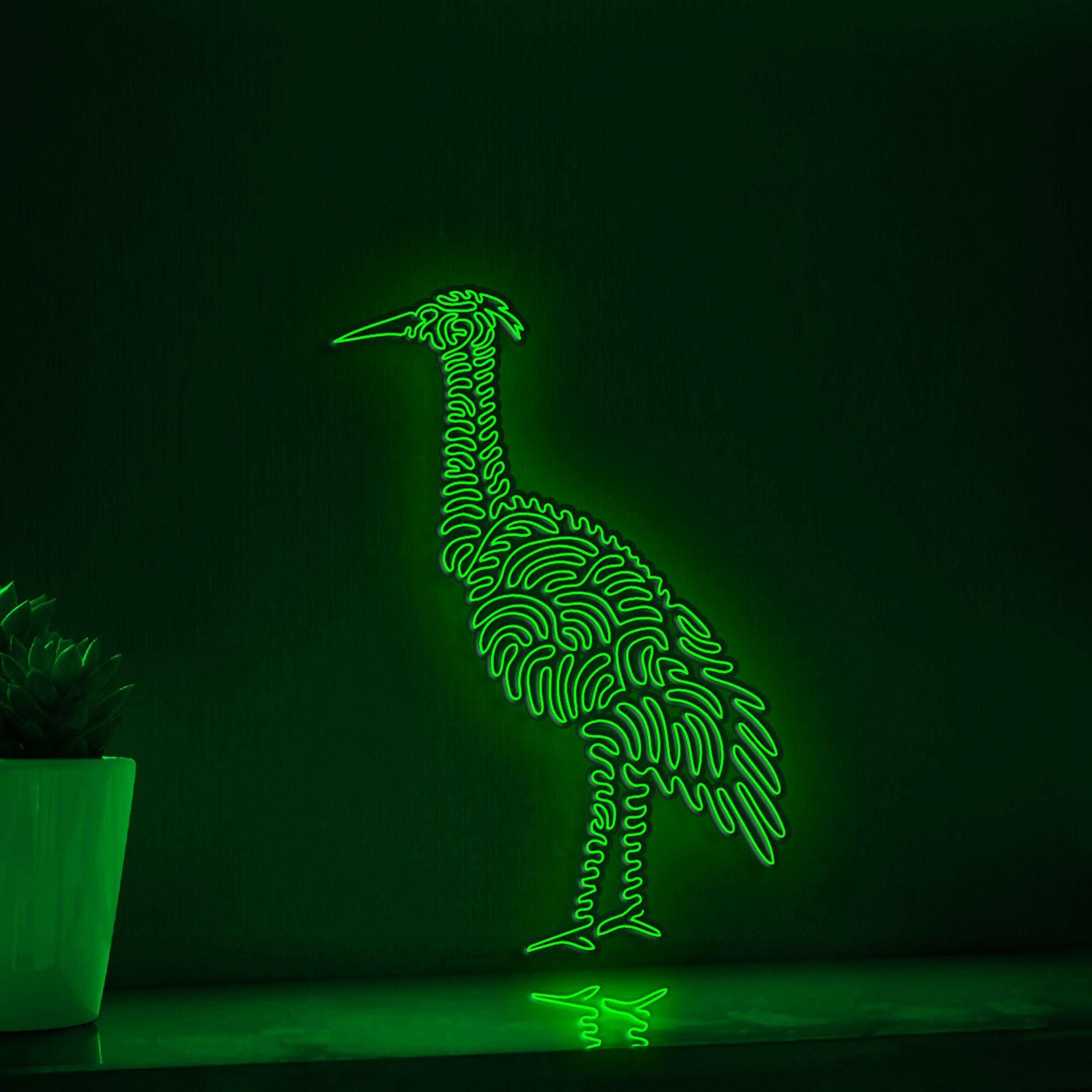 Heron One Line EL Wire Neon Sign - Ideal for Bird & Nature Lovers Wall Decor - myneonup