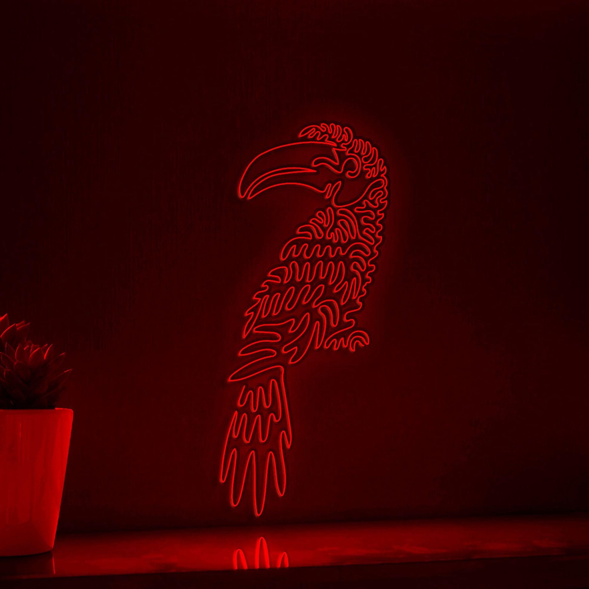 Hornbill One Line EL Wire Neon Sign - Long-Tailed Bird, Ideal for Bird & Nature Lovers Wall Decor - myneonup