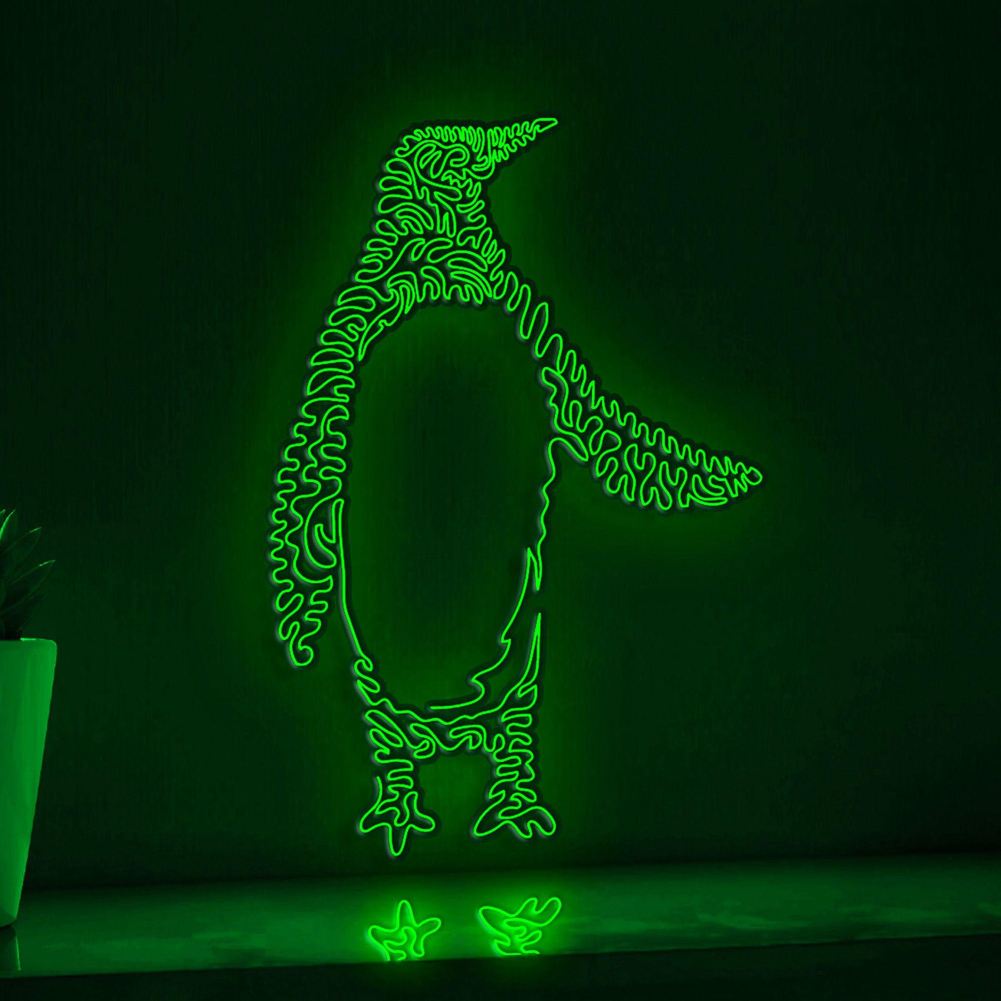 Penguin One Line EL Wire Neon Sign 2 - Flightless Bird Lighted Wall Art - myneonup