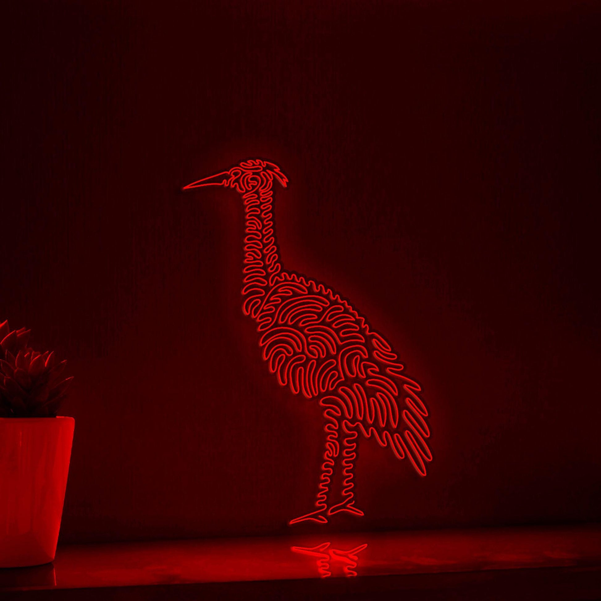 Heron One Line EL Wire Neon Sign - Ideal for Bird & Nature Lovers Wall Decor - myneonup