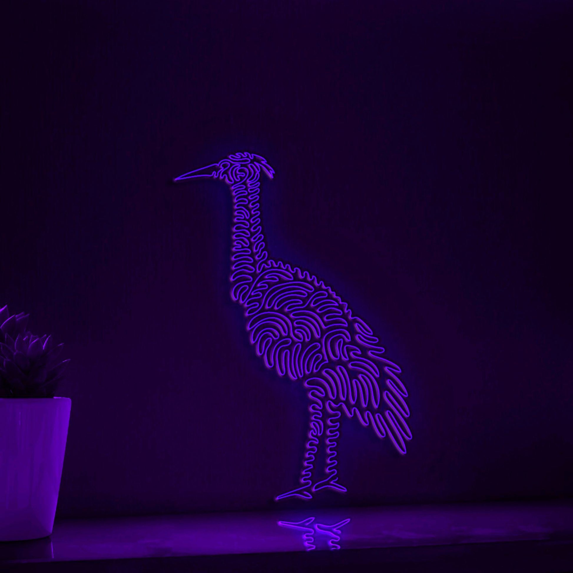 Heron One Line EL Wire Neon Sign - Ideal for Bird & Nature Lovers Wall Decor - myneonup