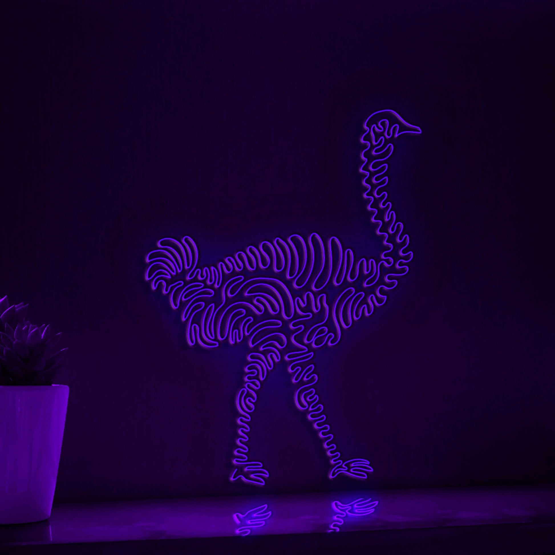 Ostrich One Line EL Wire Neon Sign - Flightless Bird Lighted Wall Art - myneonup