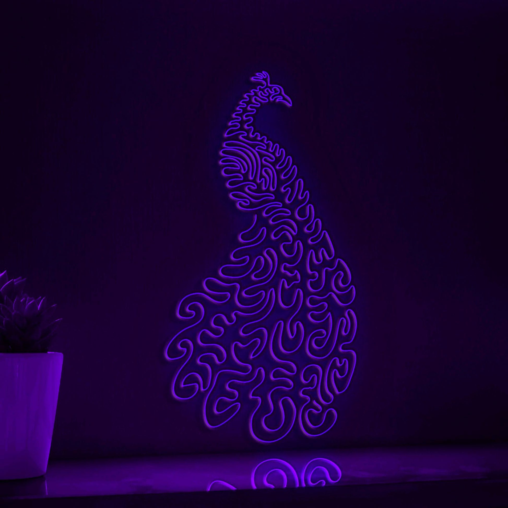 Peacock One Line EL Wire Neon Sign - Abstract Art for Boho, Wedding & Home Decor - myneonup