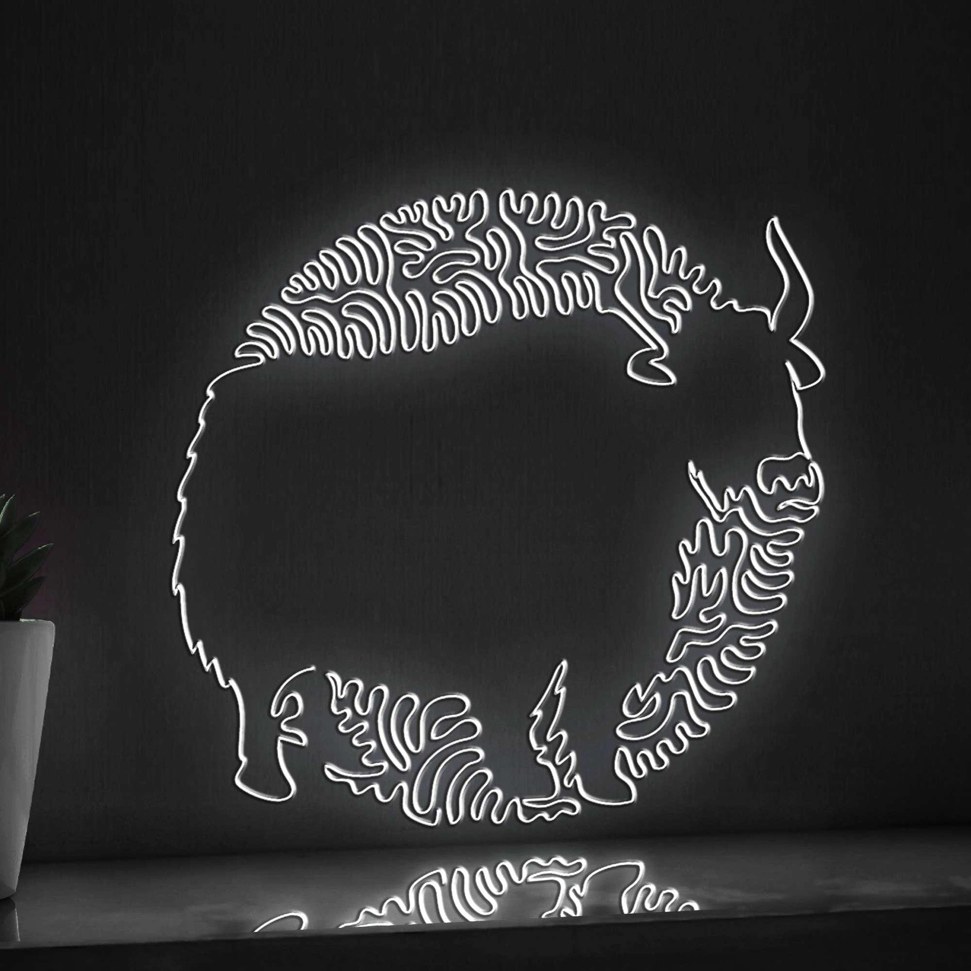 Yak One Line EL Wire Neon Sign - Abstract Yak Neon Sign for Modern Wall Decor - myneonup