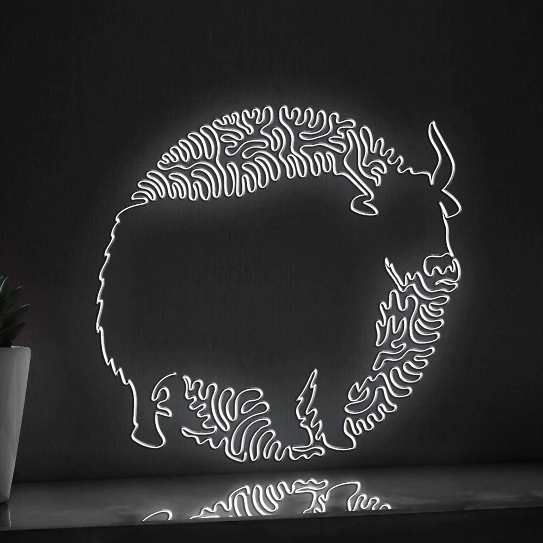 Yak One Line EL Wire Neon Sign - Abstract Yak Neon Sign for Modern Wall Decor - myneonup