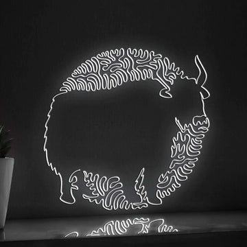 Yak One Line EL Wire Neon Sign - Abstract Yak Neon Sign for Modern Wall Decor - myneonup