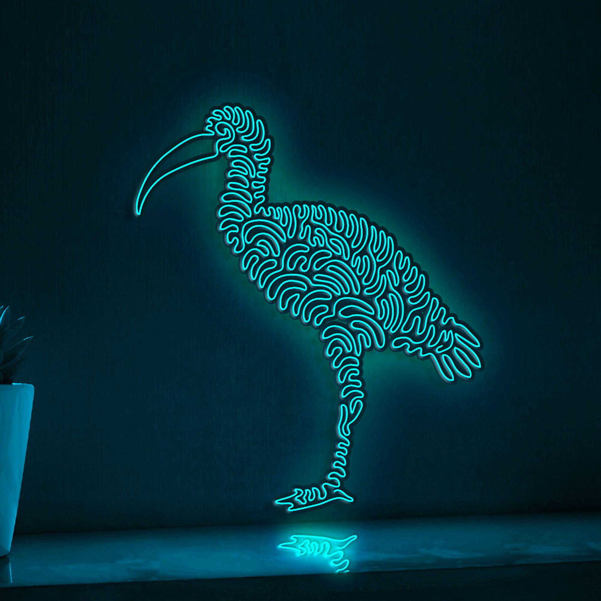 Ibis One Line EL Wire Neon Sign - Curved Bill Bird, Ideal for Tropical Themed Decor - myneonup