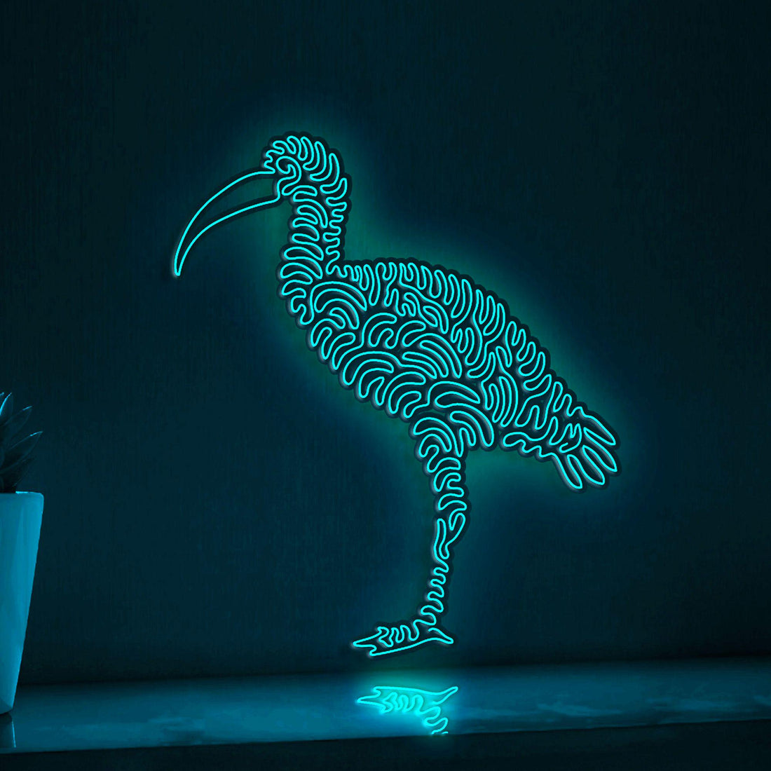 Ibis One Line EL Wire Neon Sign - Curved Bill Bird, Ideal for Tropical Themed Decor - myneonup