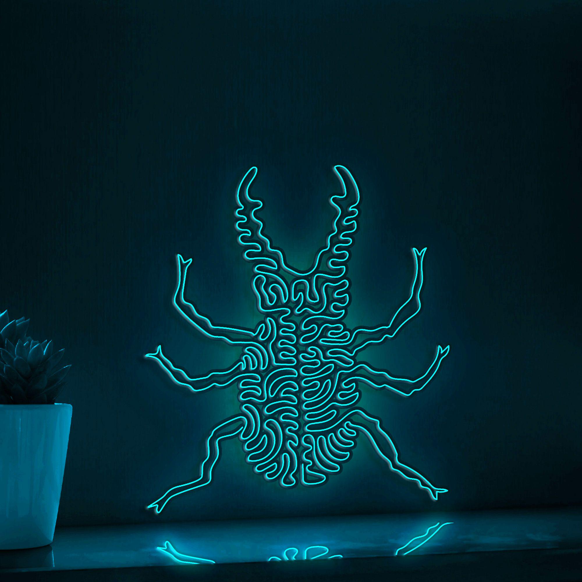 Beetle One Line EL Wire Neon Sign - Hard Wing Insect, Perfect for Tropical Wall Decor & Boho Lovers - myneonup
