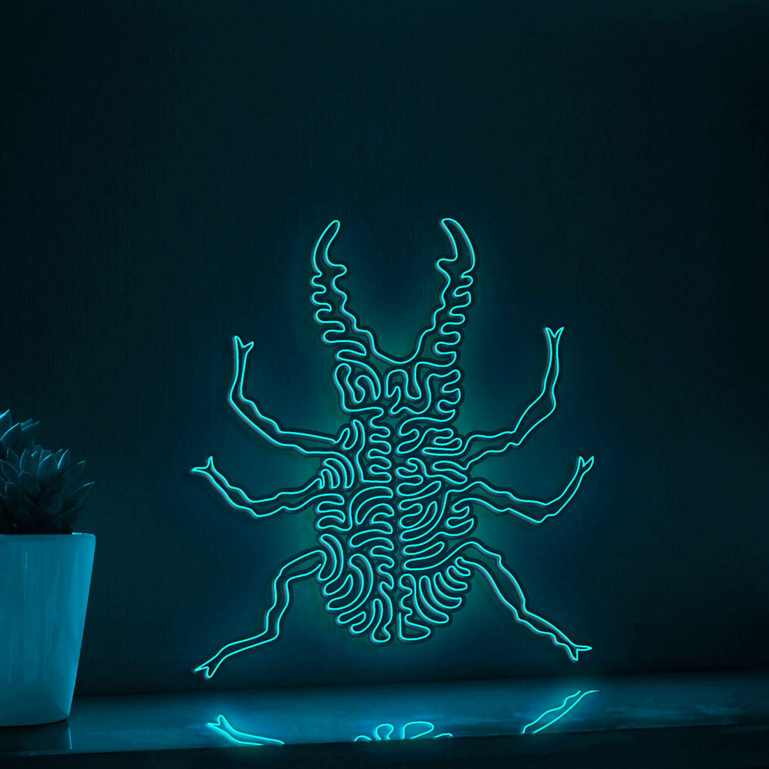 Beetle One Line EL Wire Neon Sign - Hard Wing Insect, Perfect for Tropical Wall Decor & Boho Lovers - myneonup