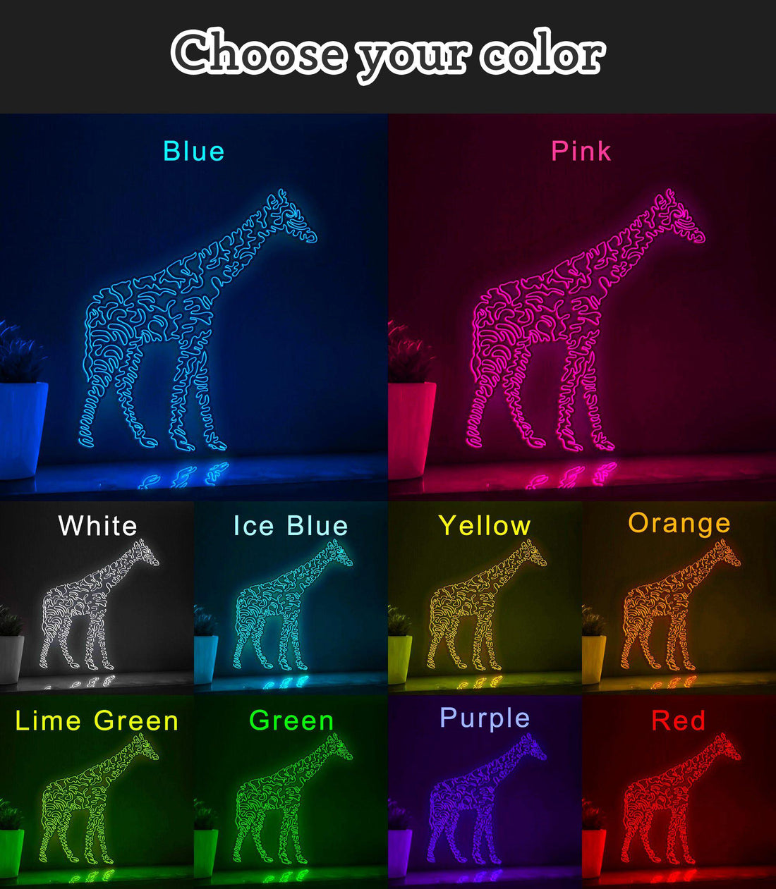 Giraffe One Line EL Wire Neon Sign - Tallest Mammal Lihght Art, Ideal for Boho Room Decor, Animal Lovers - myneonup