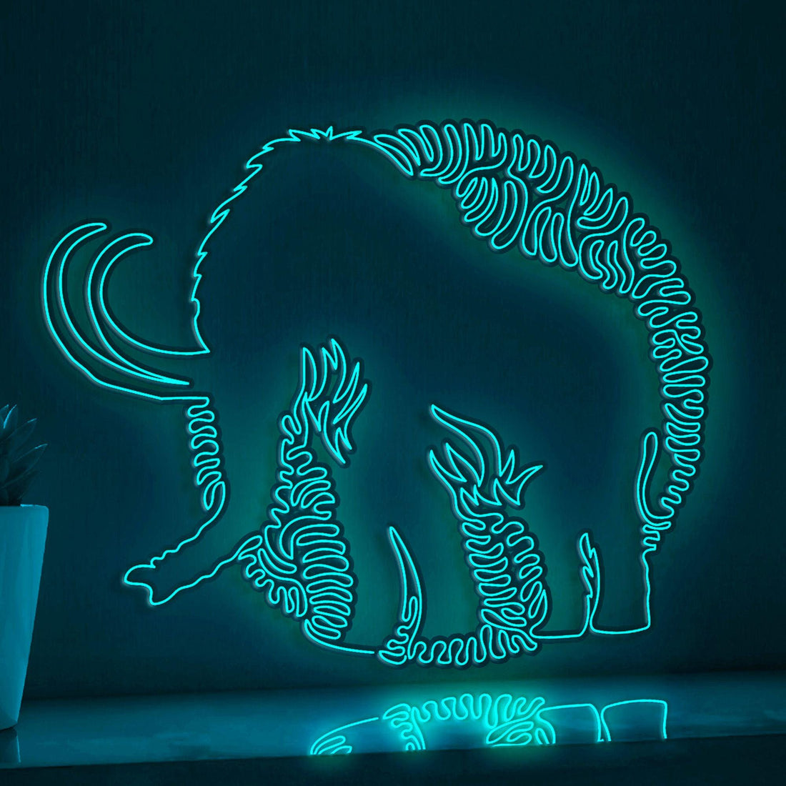 Mammoth One Line EL Wire Neon Sign - Ice Age Giant Wall Art - myneonup