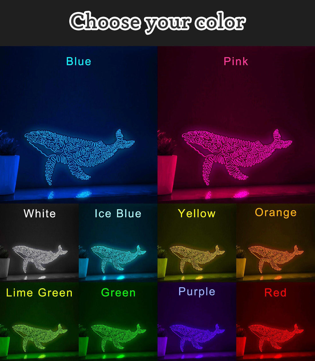 Whale One Line EL Wire Neon Sign - Intelligent Giant Light Decor - myneonup