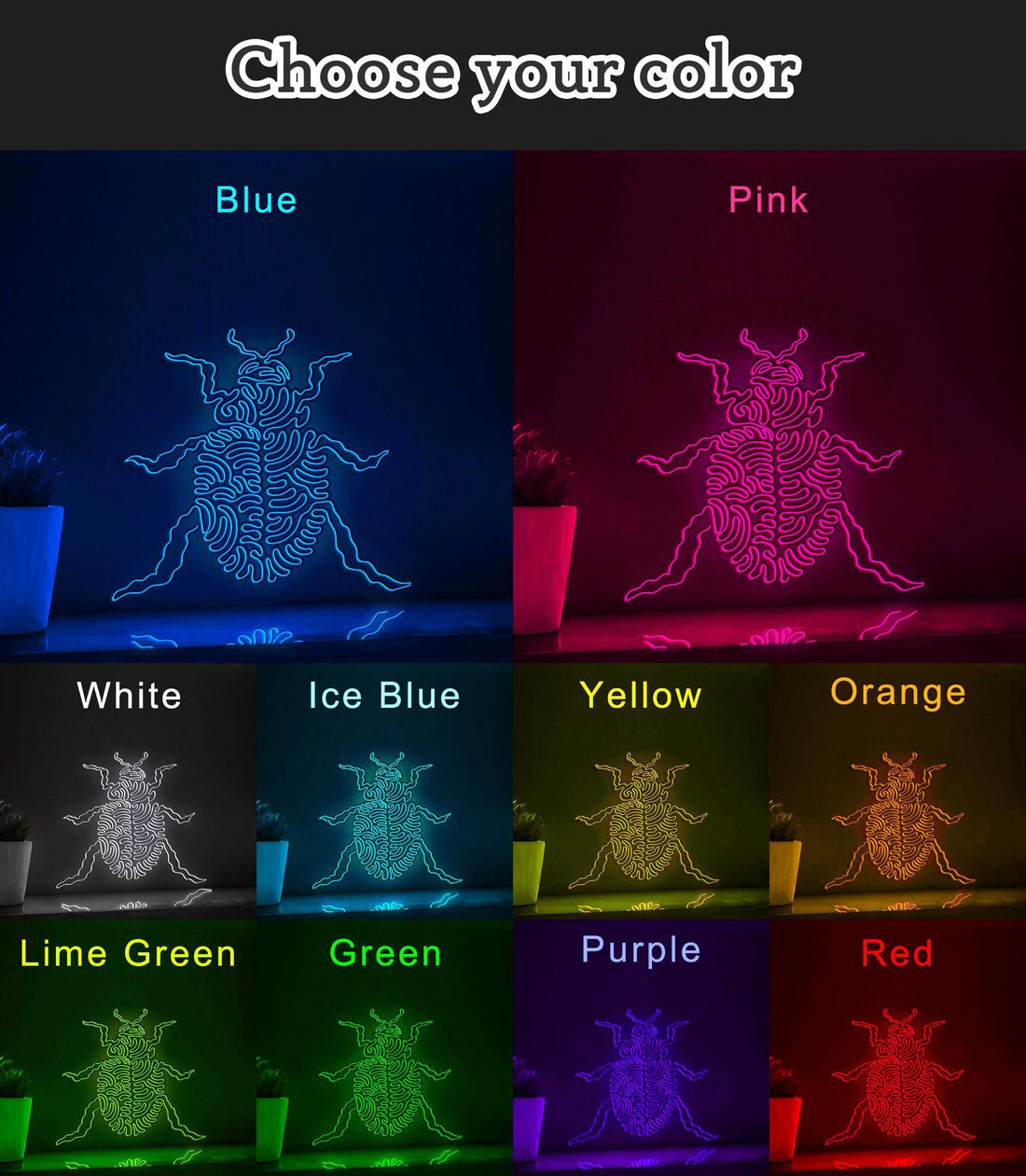 Beetle One Line EL Wire Neon Sign - Ideal for Insect Lovers, Great for Home Decor - myneonup
