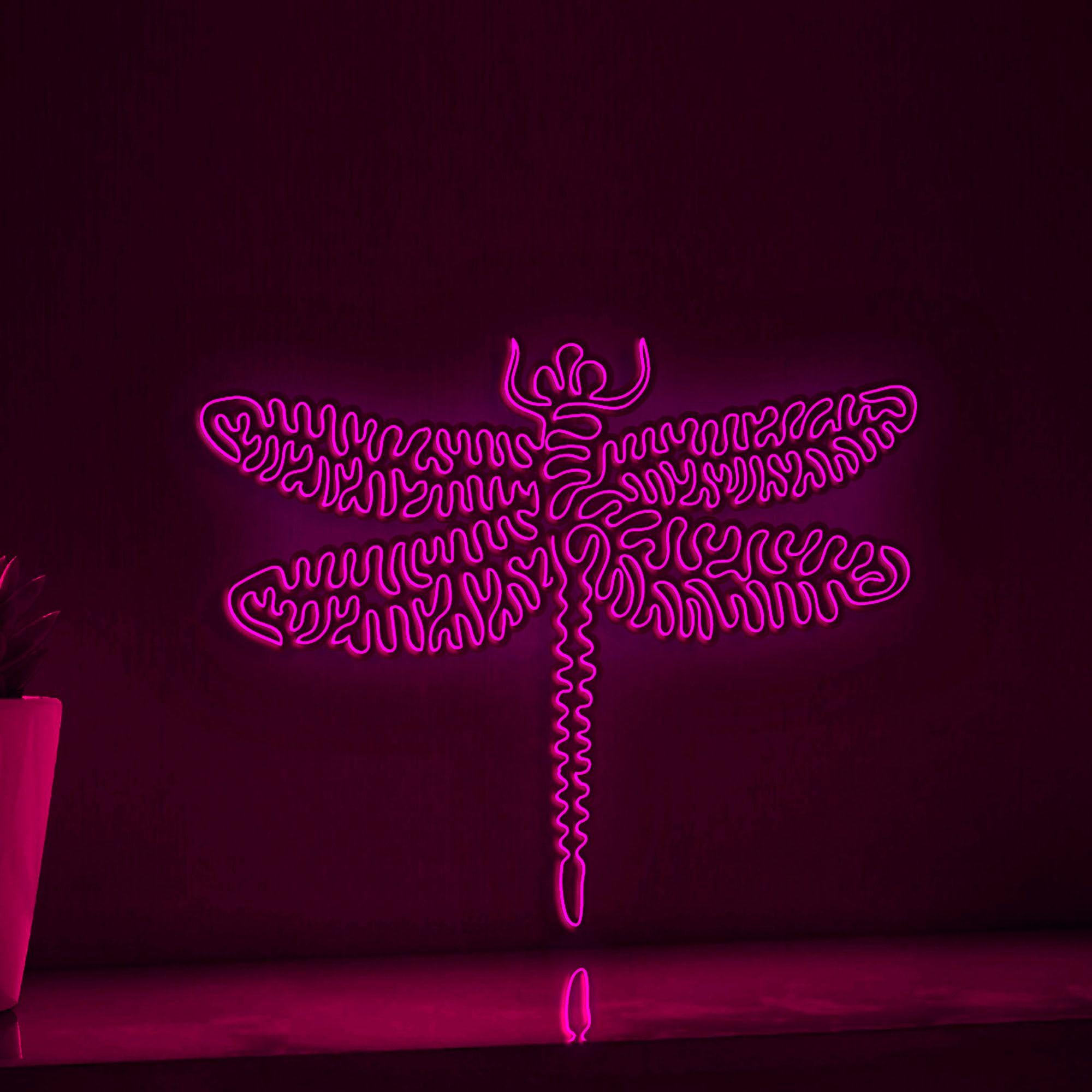 Dragonfly One Line EL Wire Neon Sign - Flying Insect Art - myneonup