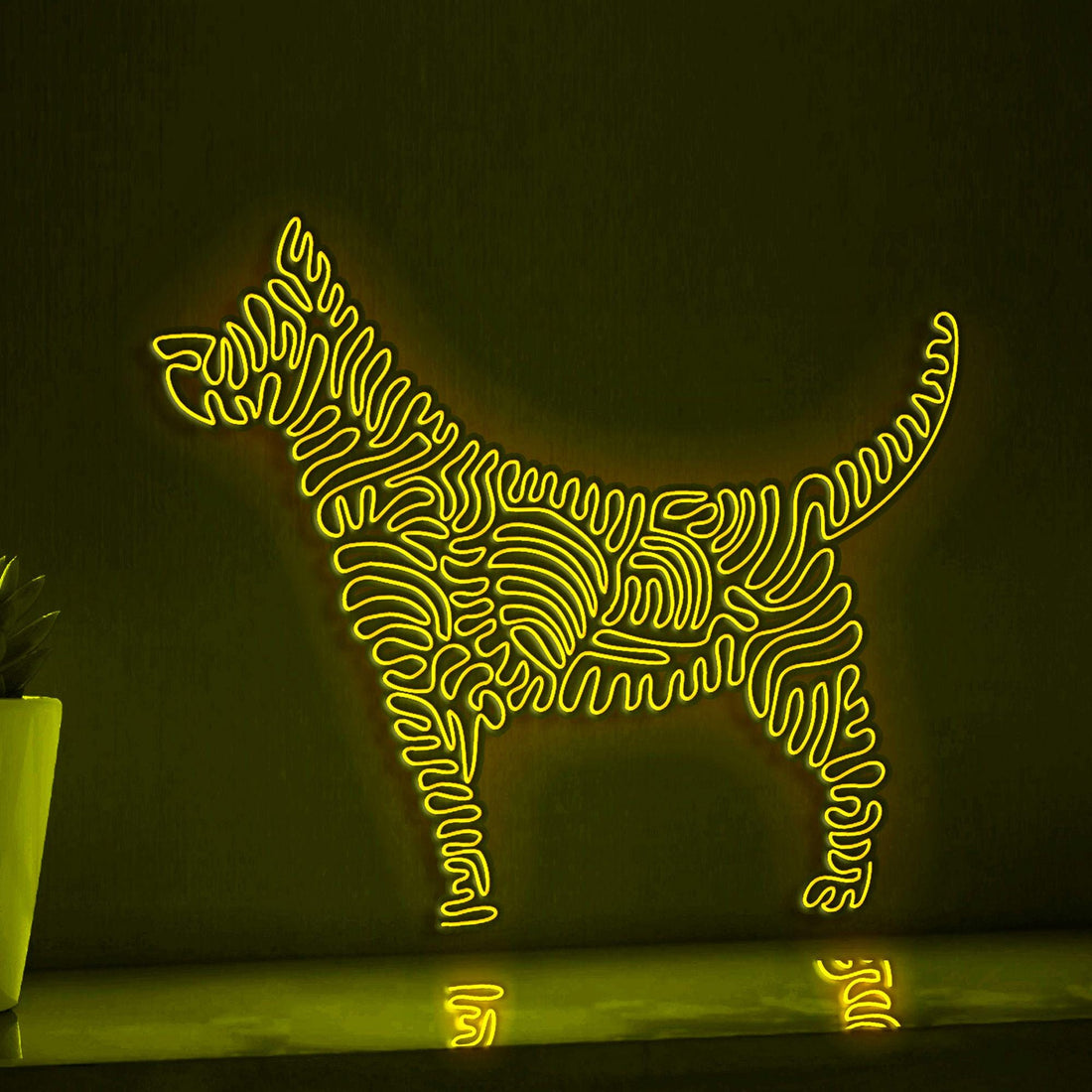 Dog One Line EL Wire Neon Sign - Fluffy Pet Wall Art - myneonup